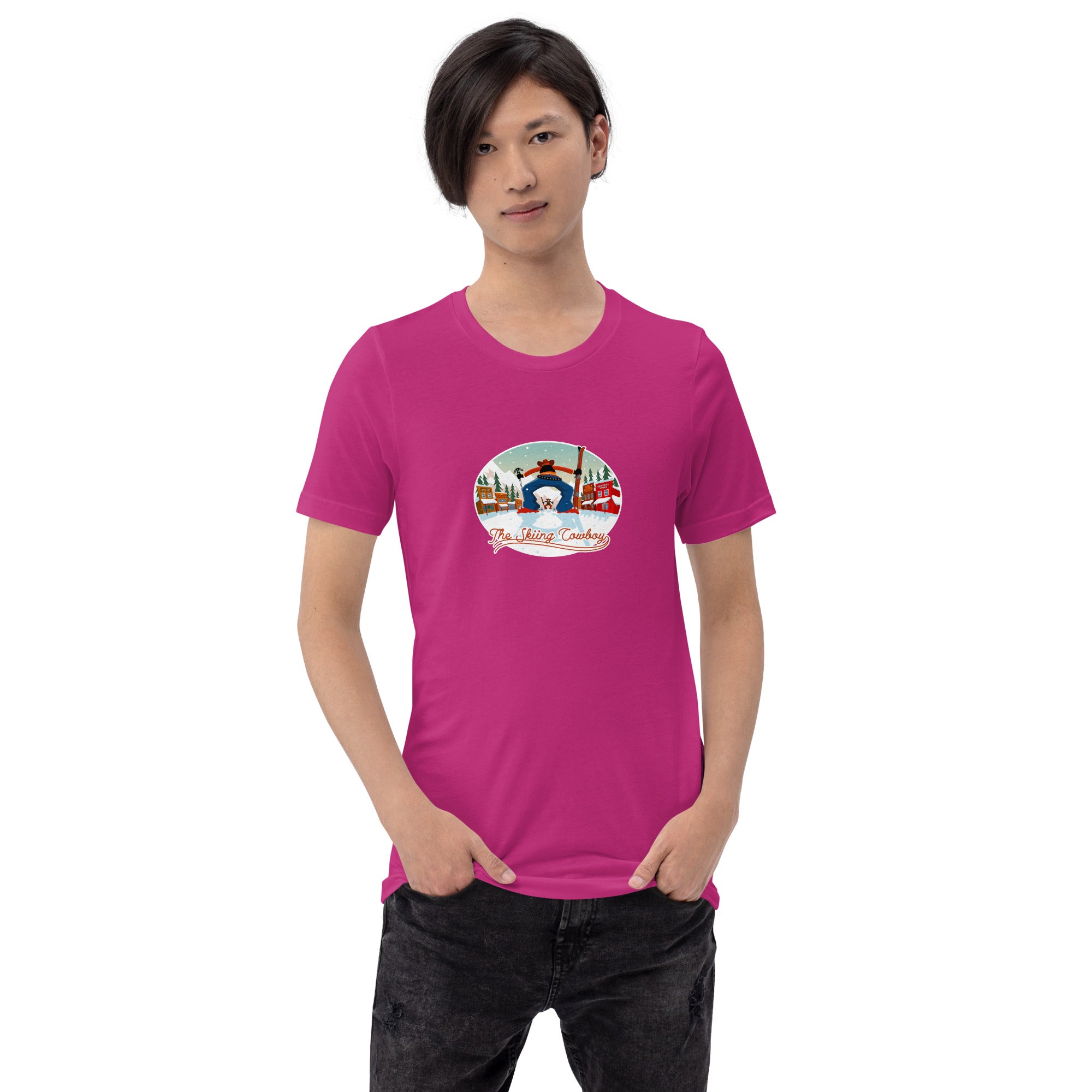 T-shirt en coton unisexe Ski Fight at OK Corral sur couleurs vives