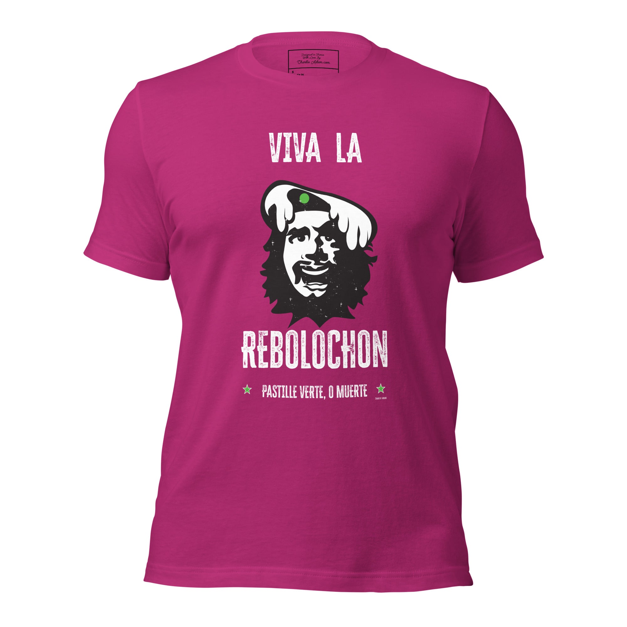 Unisex cotton t-shirt Viva la Rebolochon on bright colors