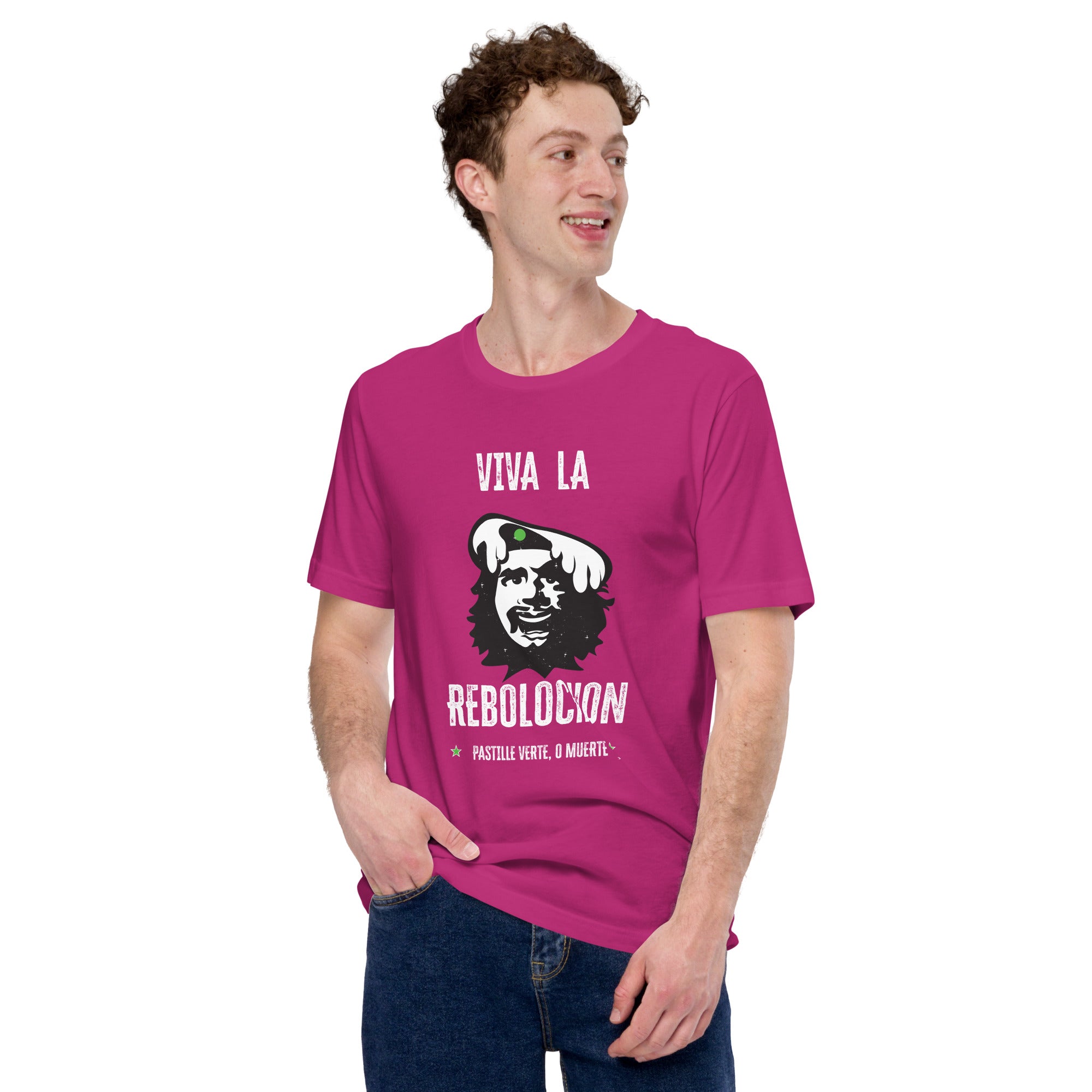 Unisex cotton t-shirt Viva la Rebolochon on bright colors