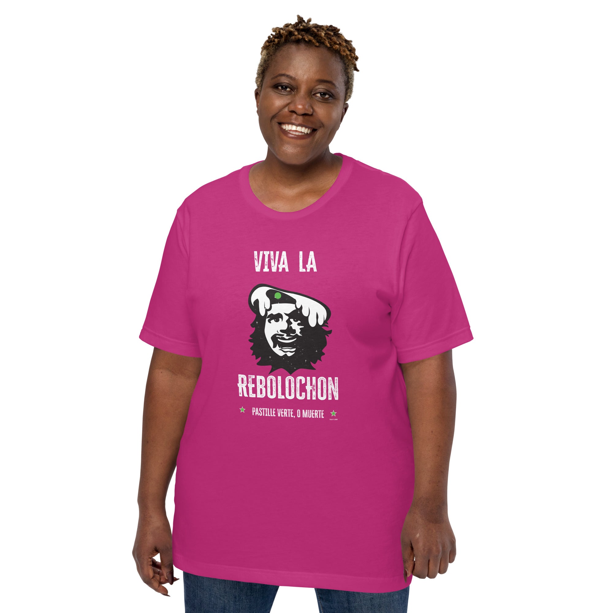 Unisex cotton t-shirt Viva la Rebolochon on bright colors