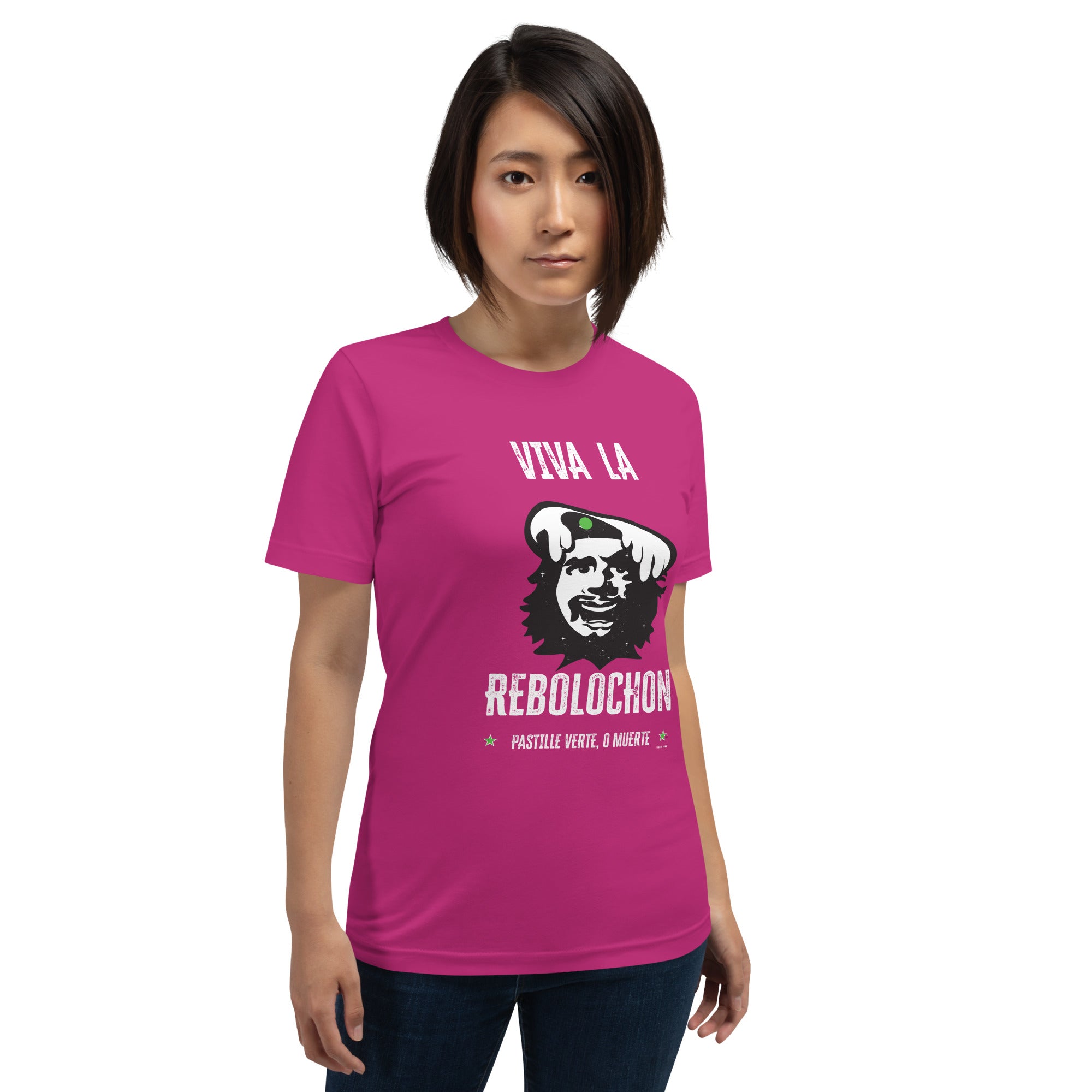 Unisex cotton t-shirt Viva la Rebolochon on bright colors