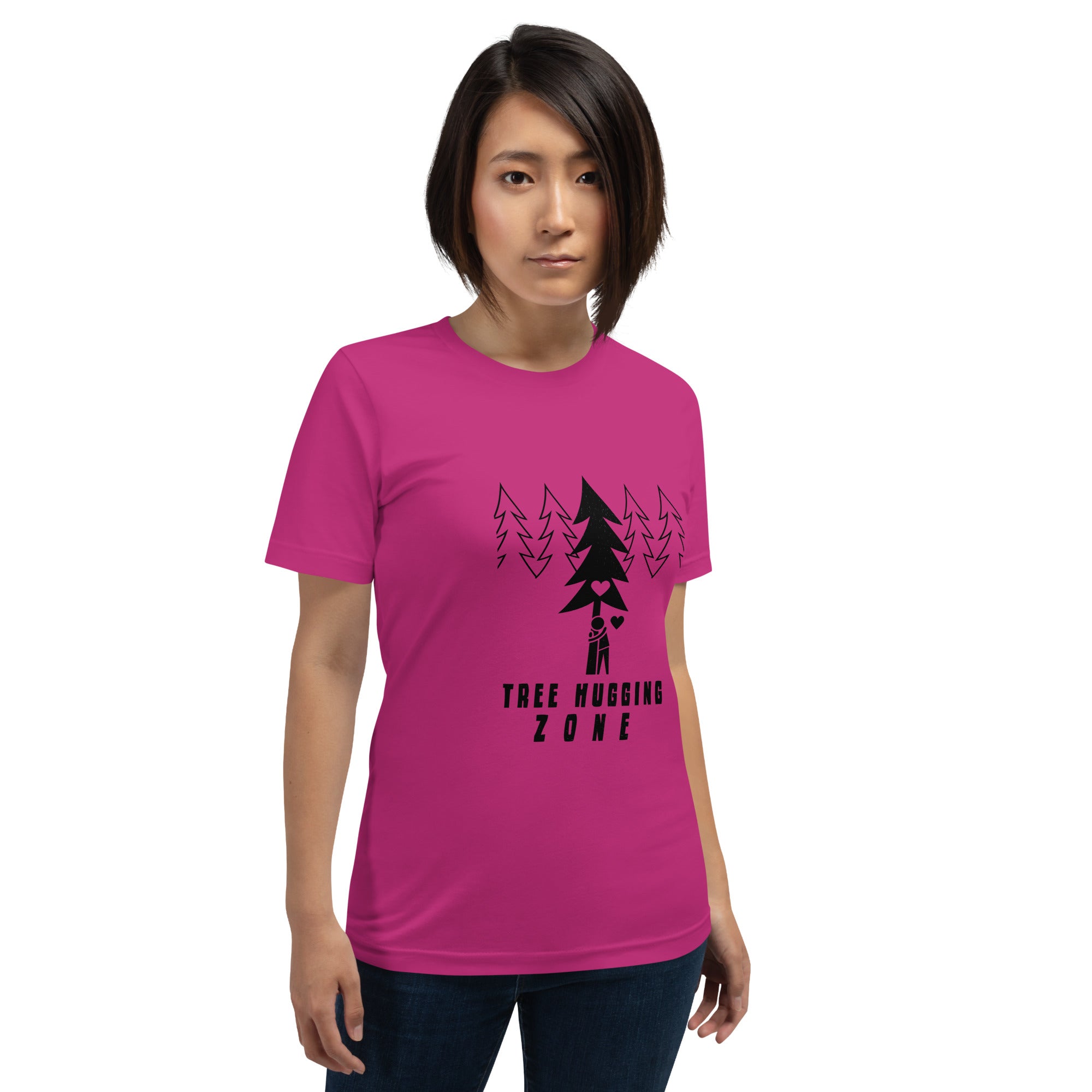 Unisex cotton t-shirt Tree hugging zone on bright colors