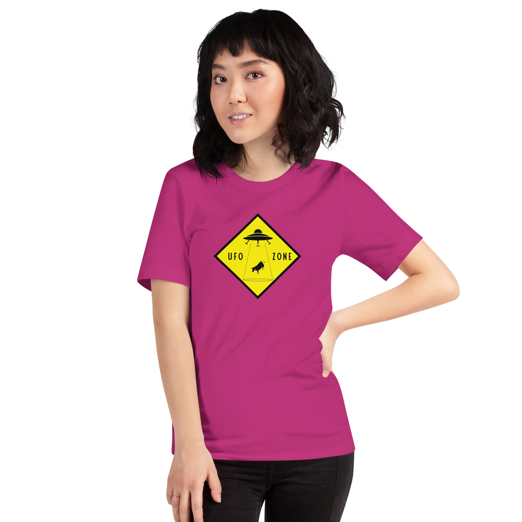 T-shirt en coton unisexe UFO Zone sur couleurs vives