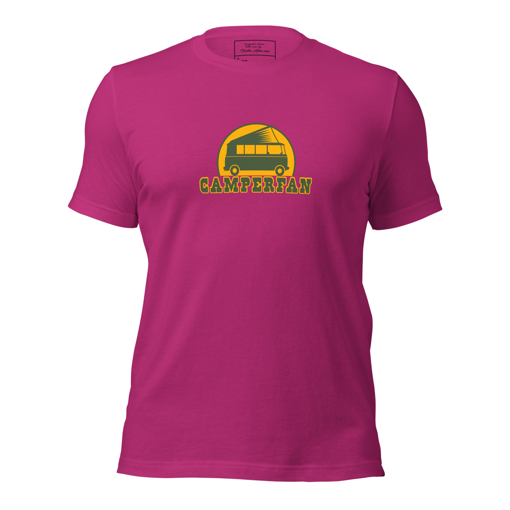 Unisex cotton t-shirt Camperfan on bright colors