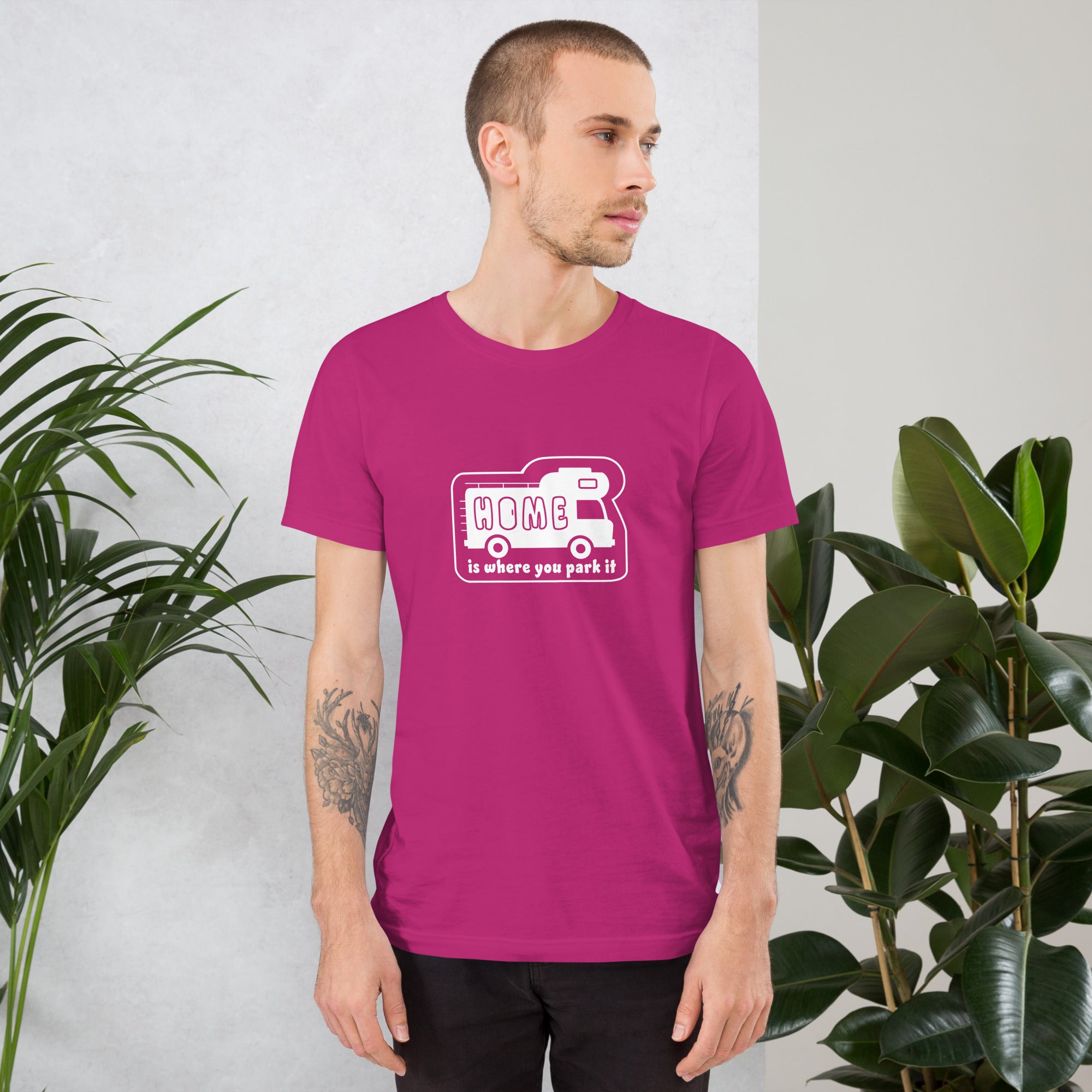 Unisex cotton t-shirt Bold Camper Van on bright colors