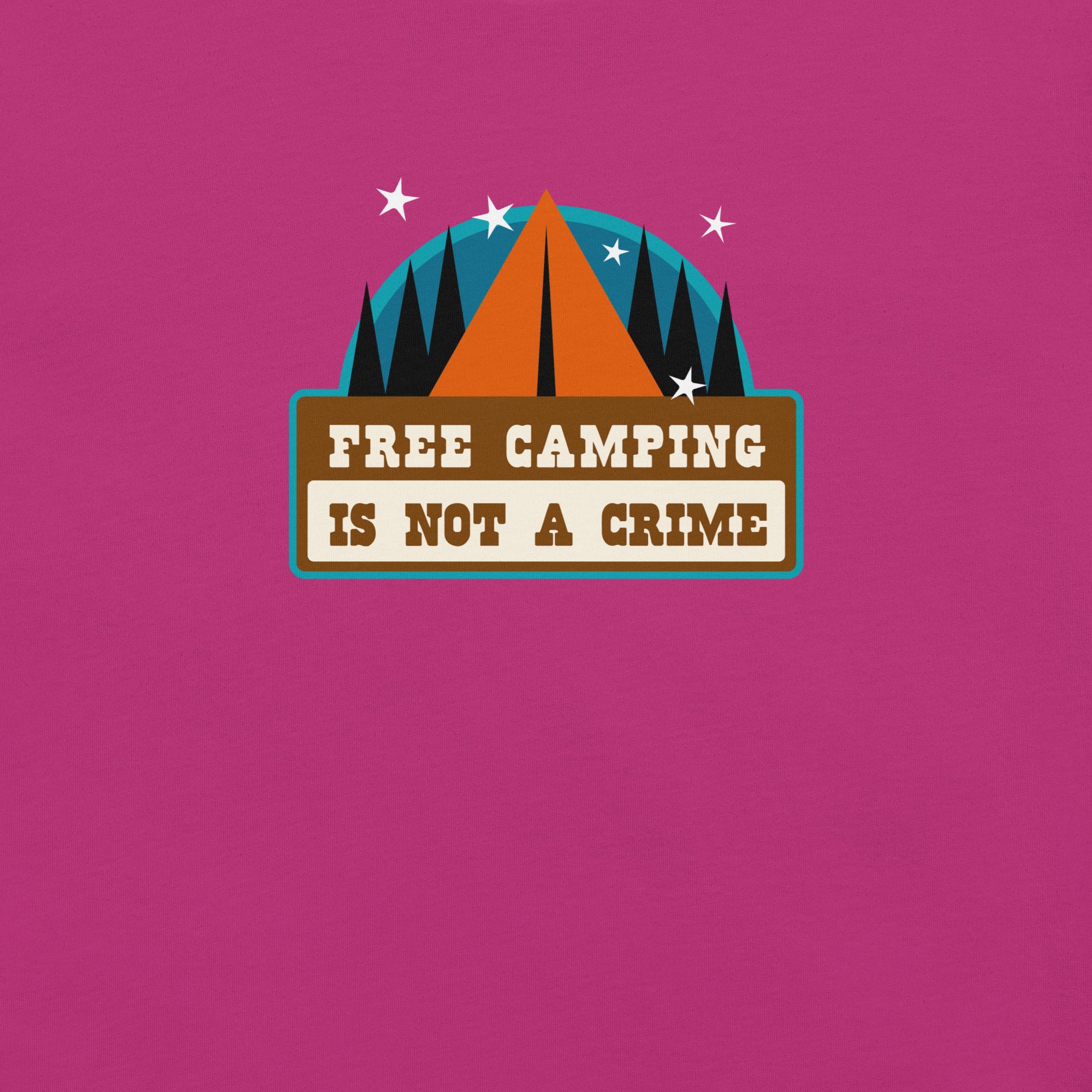 Unisex cotton t-shirt Free Camping is not a Crime on bright colors