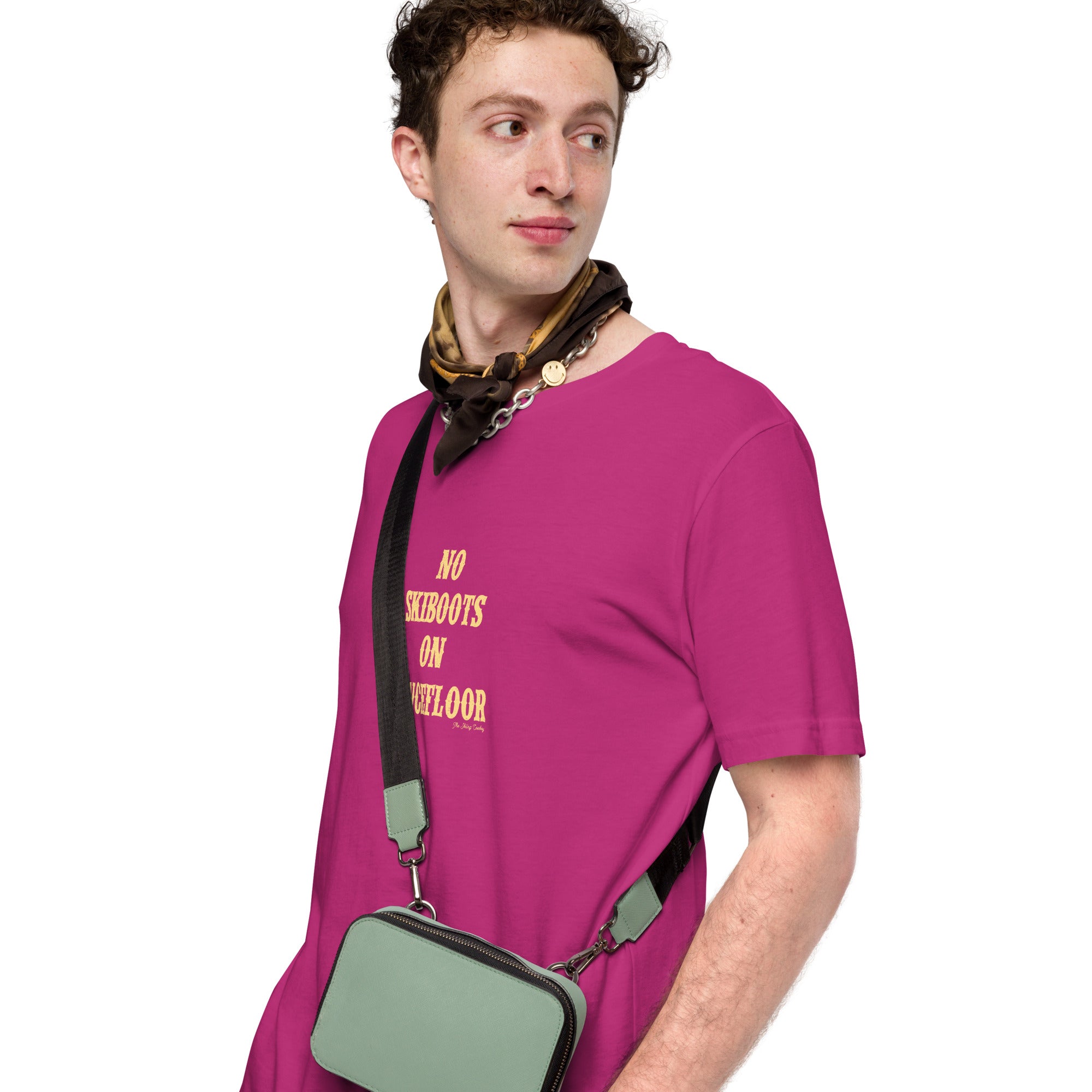 Unisex t-shirt No Skiboots on Dancefloor on bright colors