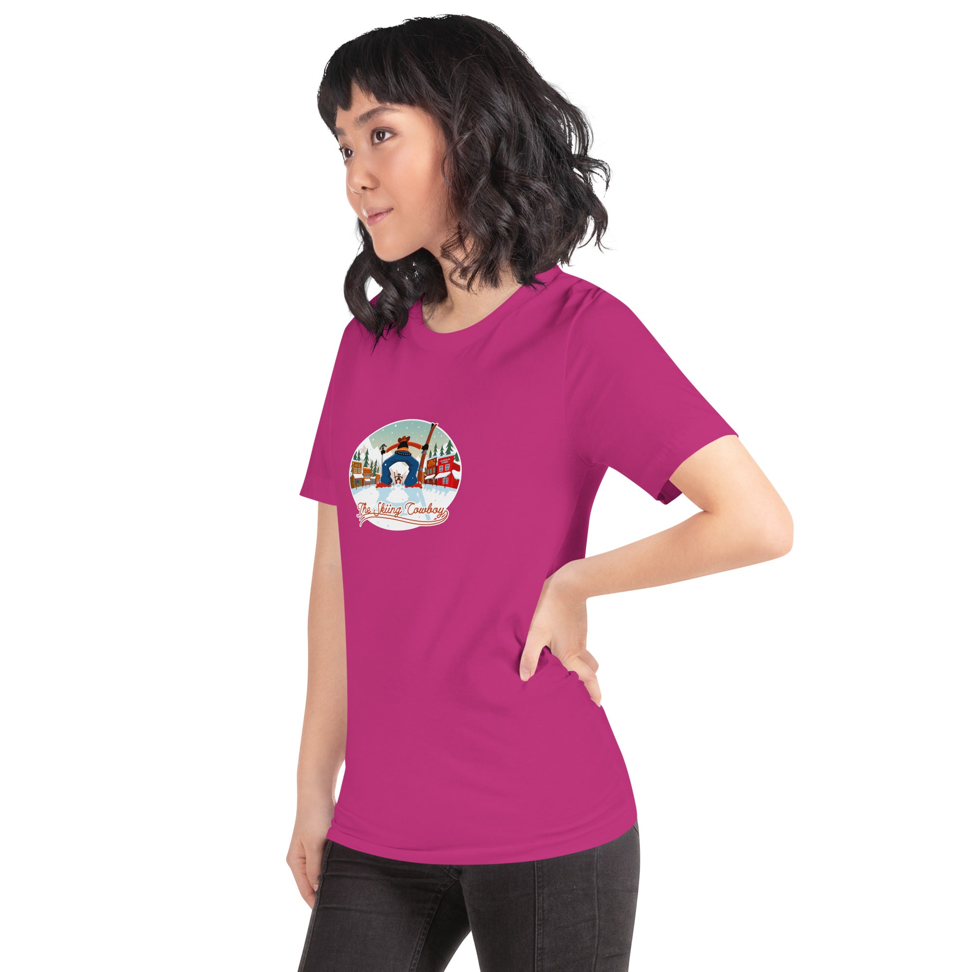 Unisex cotton t-shirt Ski Fight at OK Corral on bright colors