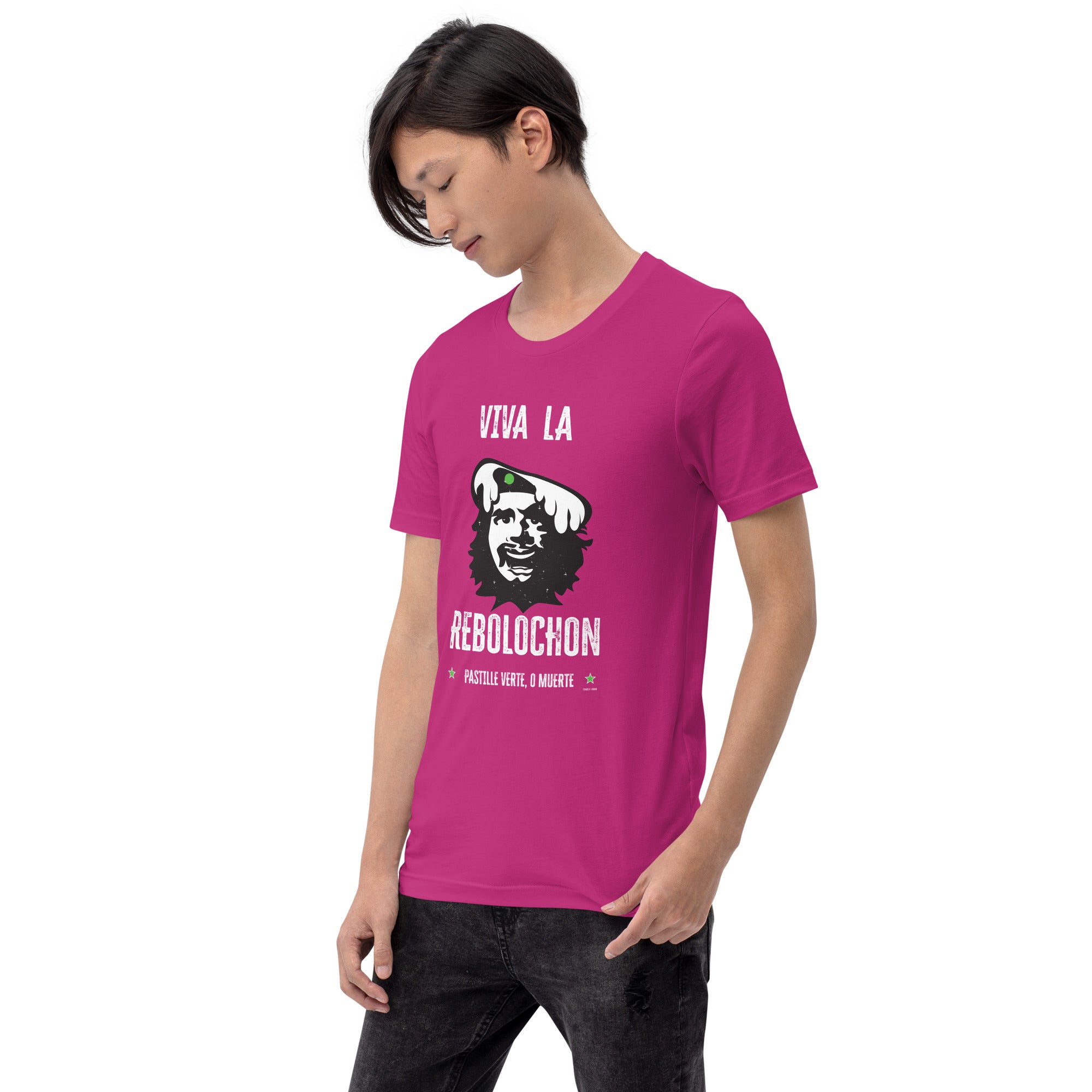 Unisex cotton t-shirt Viva la Rebolochon on bright colors