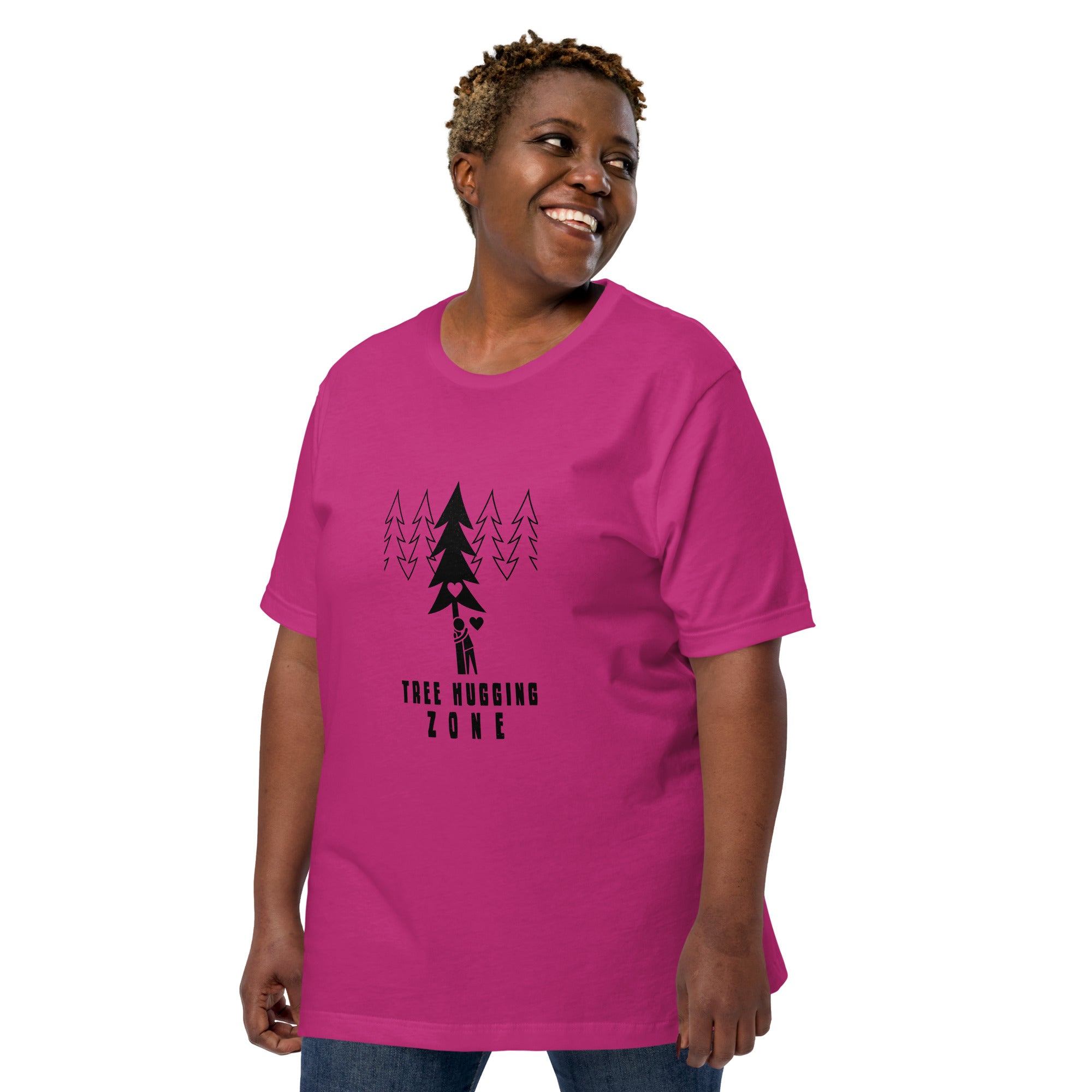 Unisex cotton t-shirt Tree hugging zone on bright colors