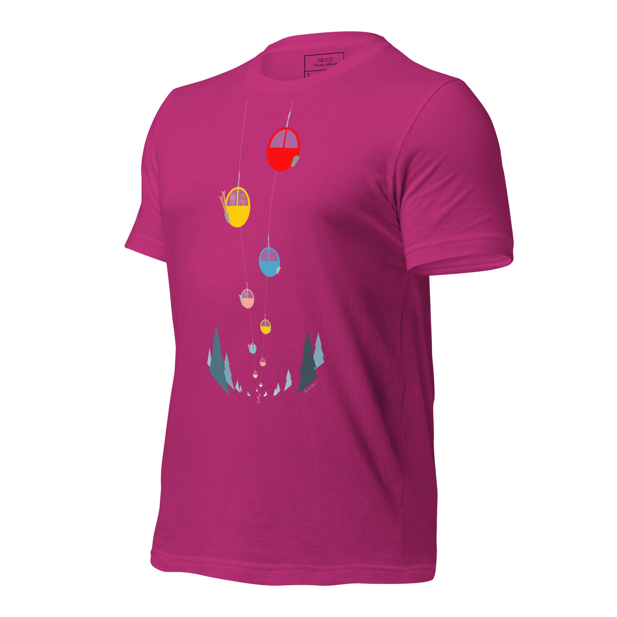 Unisex cotton t-shirt Gondolas in the mist on bright colors