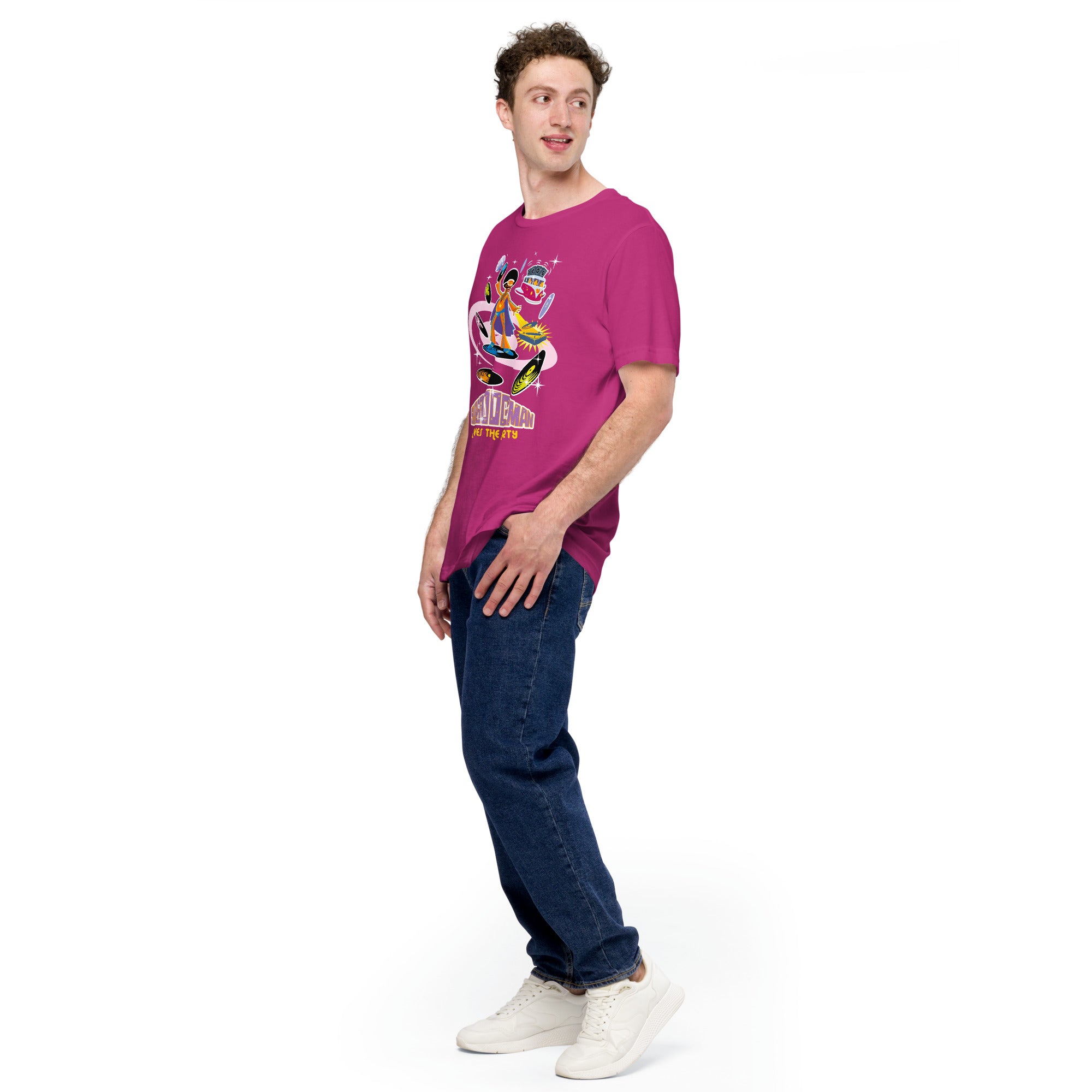 Unisex cotton t-shirt Superboogieman saves the Party on bright colors