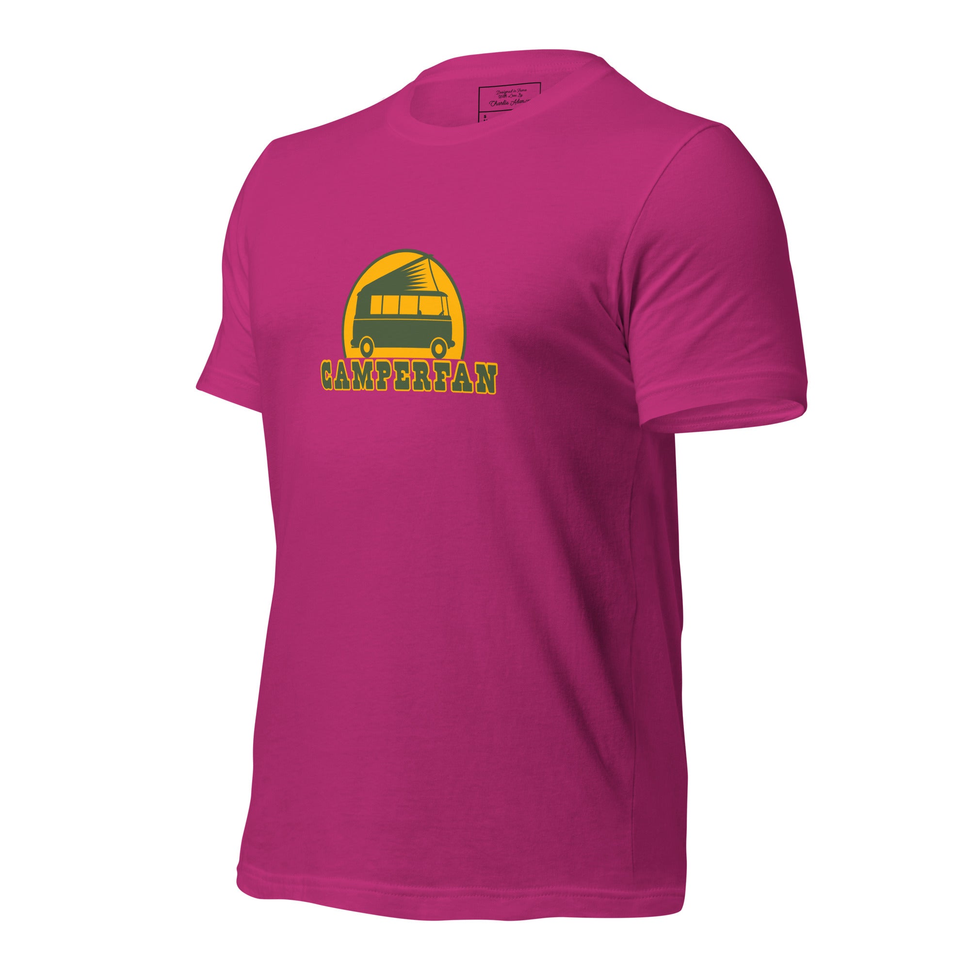 Unisex cotton t-shirt Camperfan on bright colors