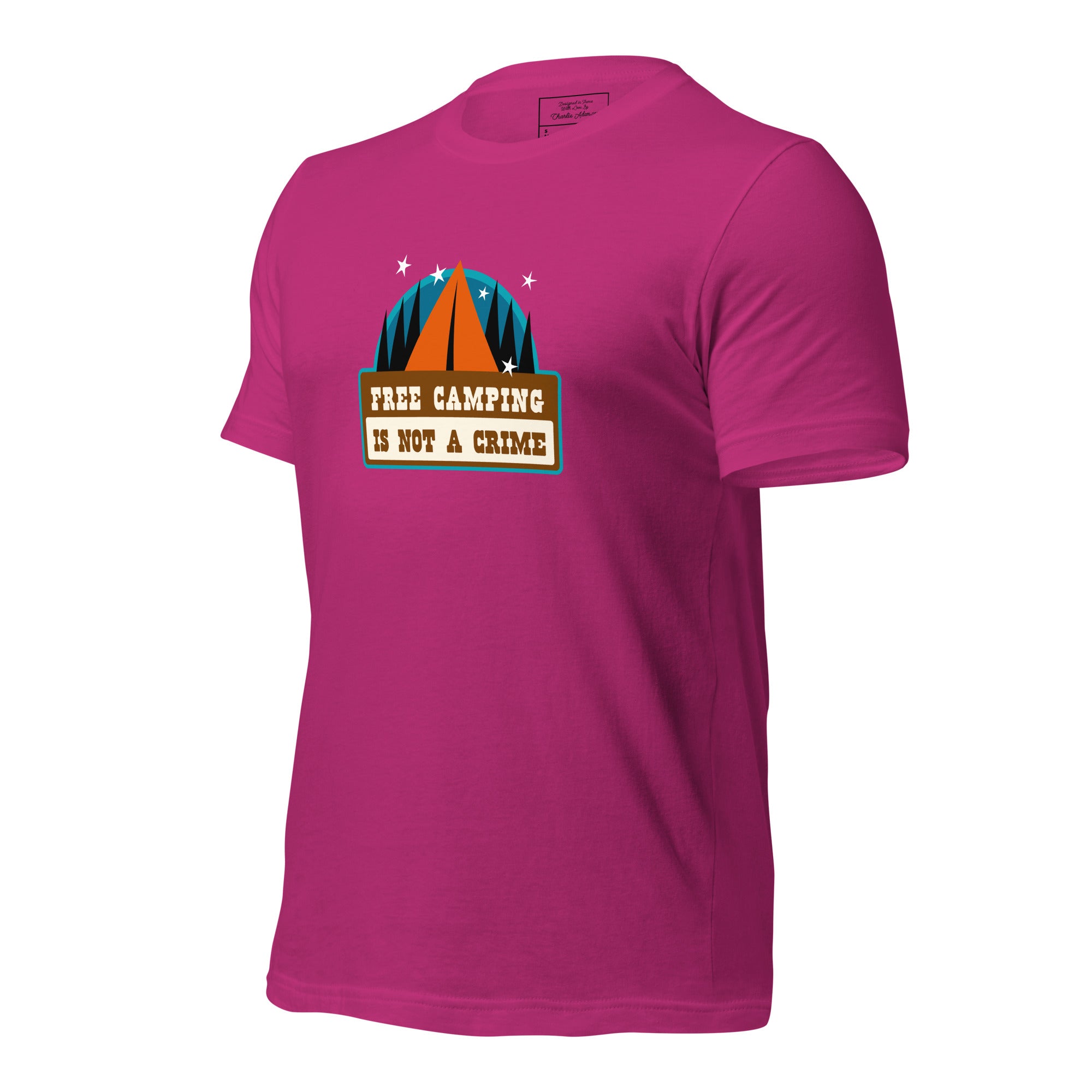 T-shirt en coton unisexe Free camping is not a crime sur couleurs vives