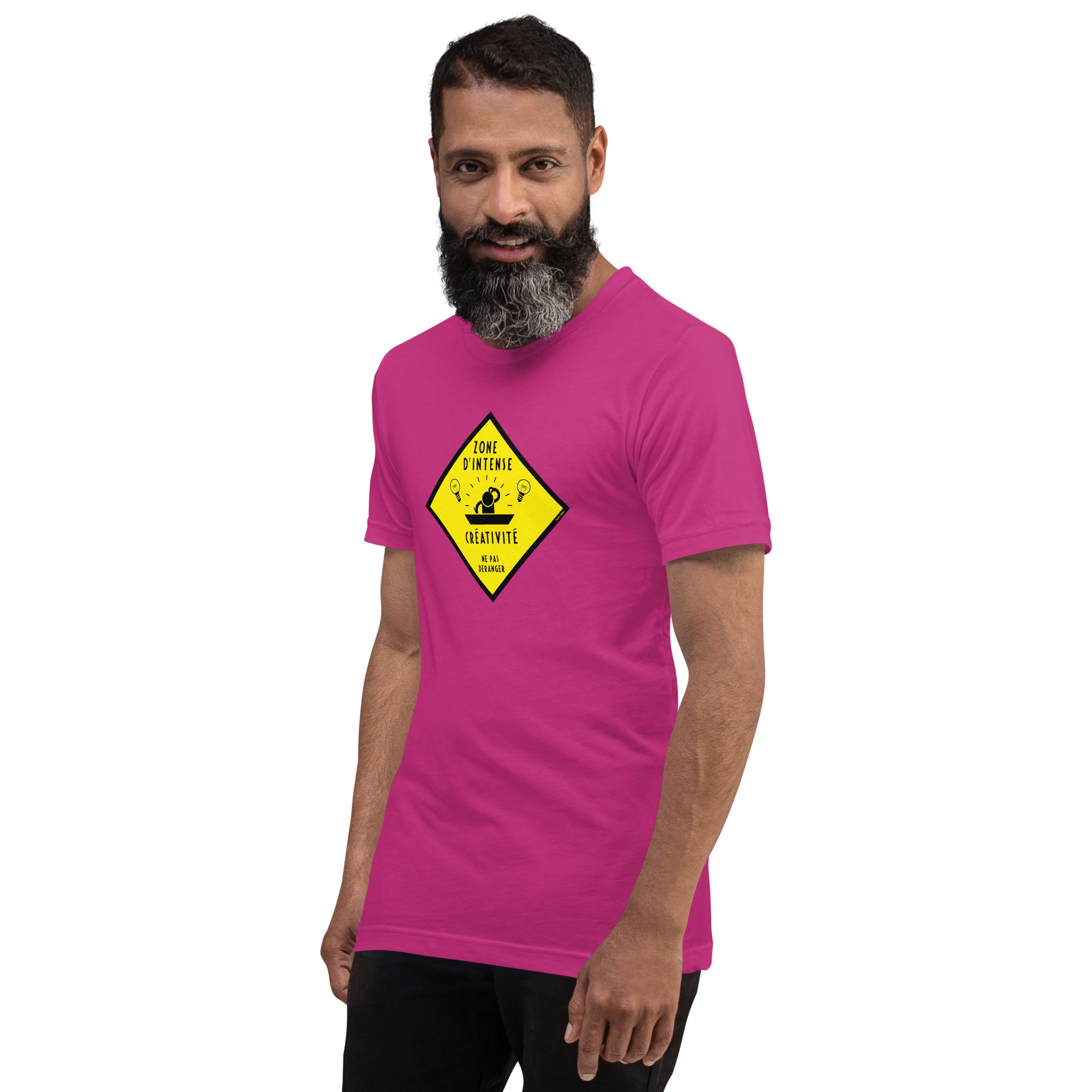 T-shirt en coton unisexe Zone d'intense créativité, Ne pas déranger sur couleurs vives