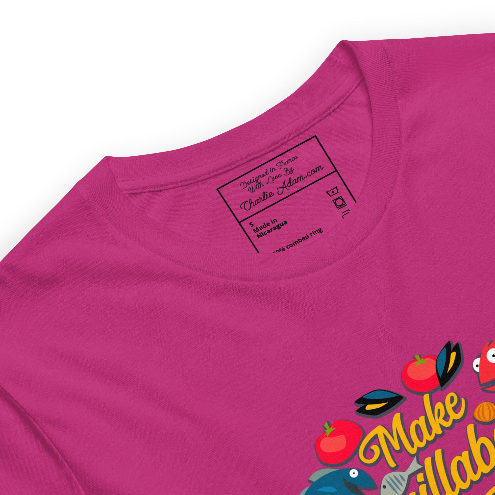 Unisex t-shirt Make Bouillabaisse Not War Oh Bonne Mer on bright colors