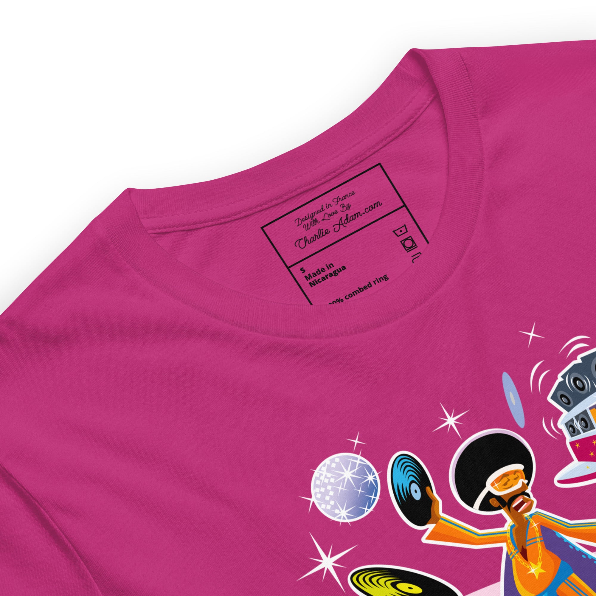 T-shirt en coton unisexe Superboogieman saves the party sur couleurs vives