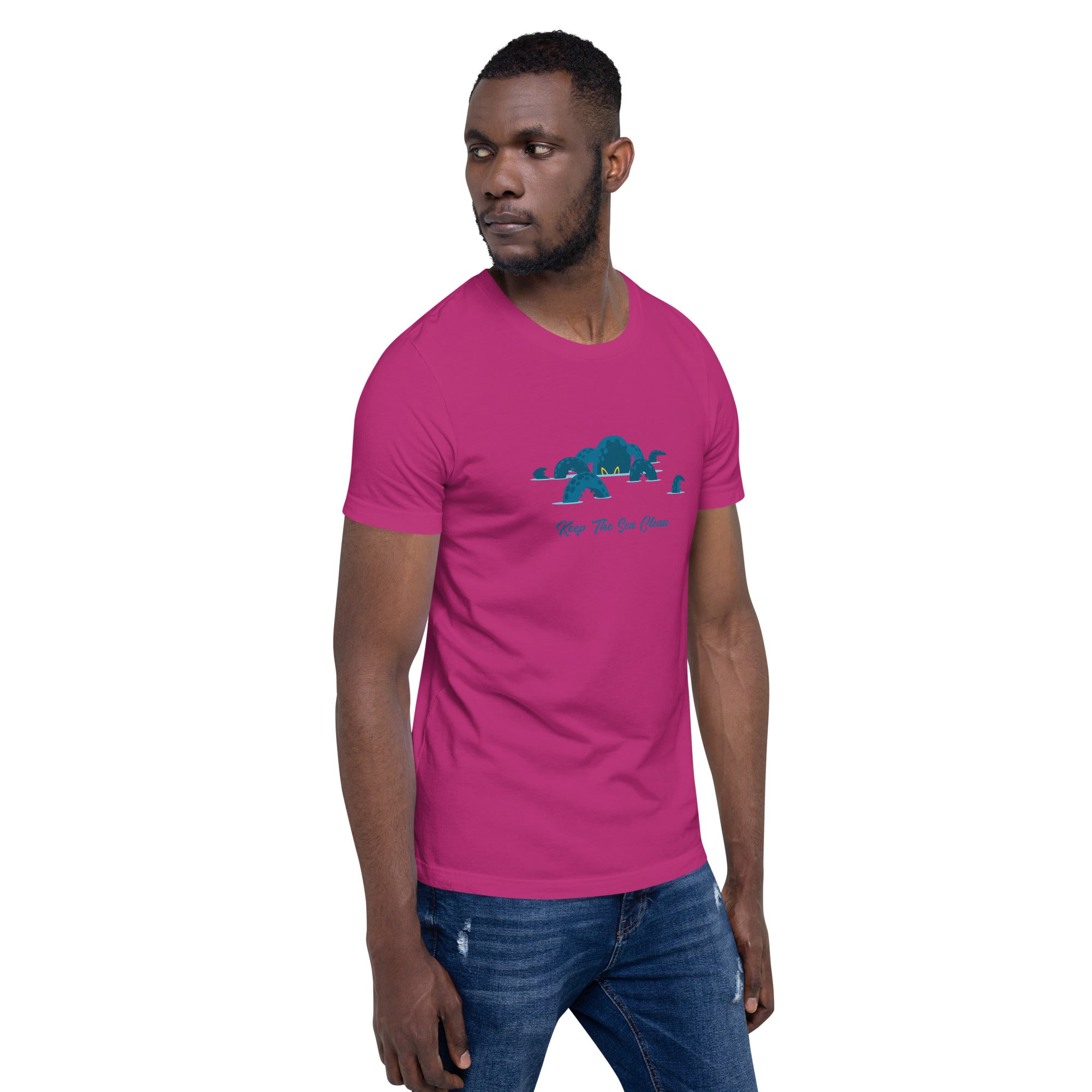 T-shirt en coton unisexe Octopus Blue sur couleurs vives