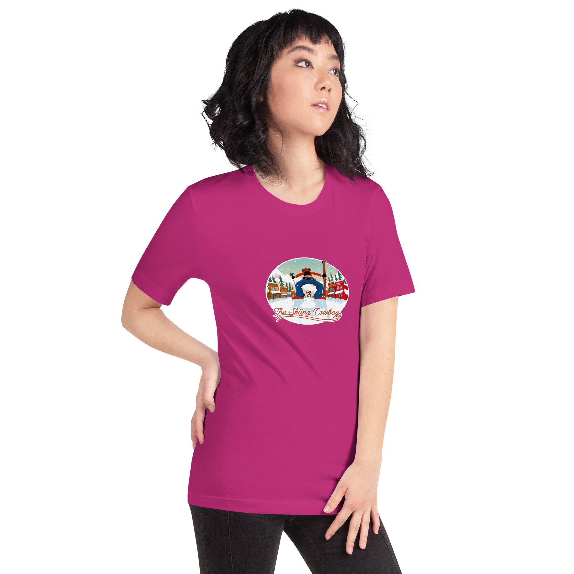 Unisex cotton t-shirt Ski Fight at OK Corral on bright colors