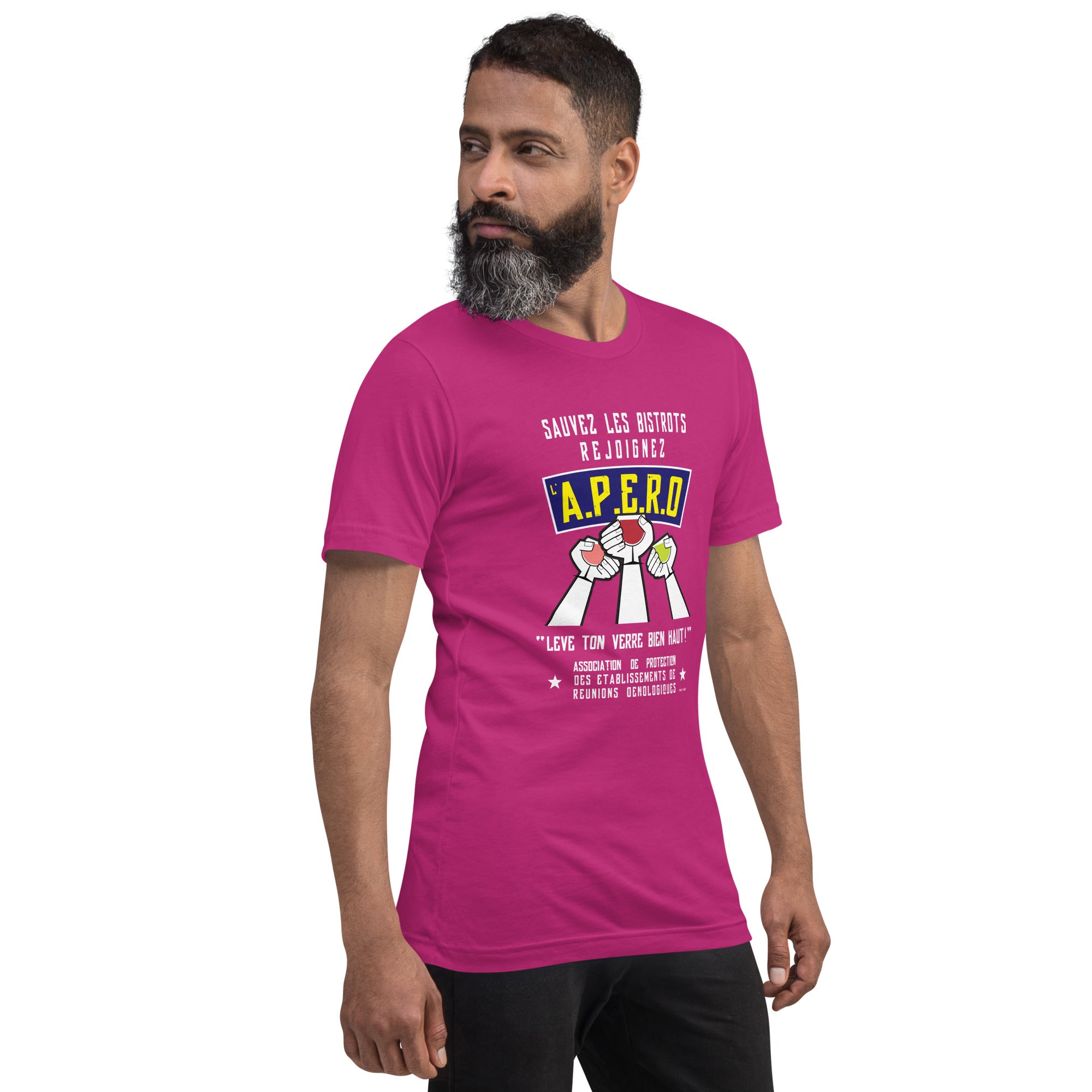 Unisex t-shirt Sauvez les Bistrots, rejoignez l'Apéro on bright colors