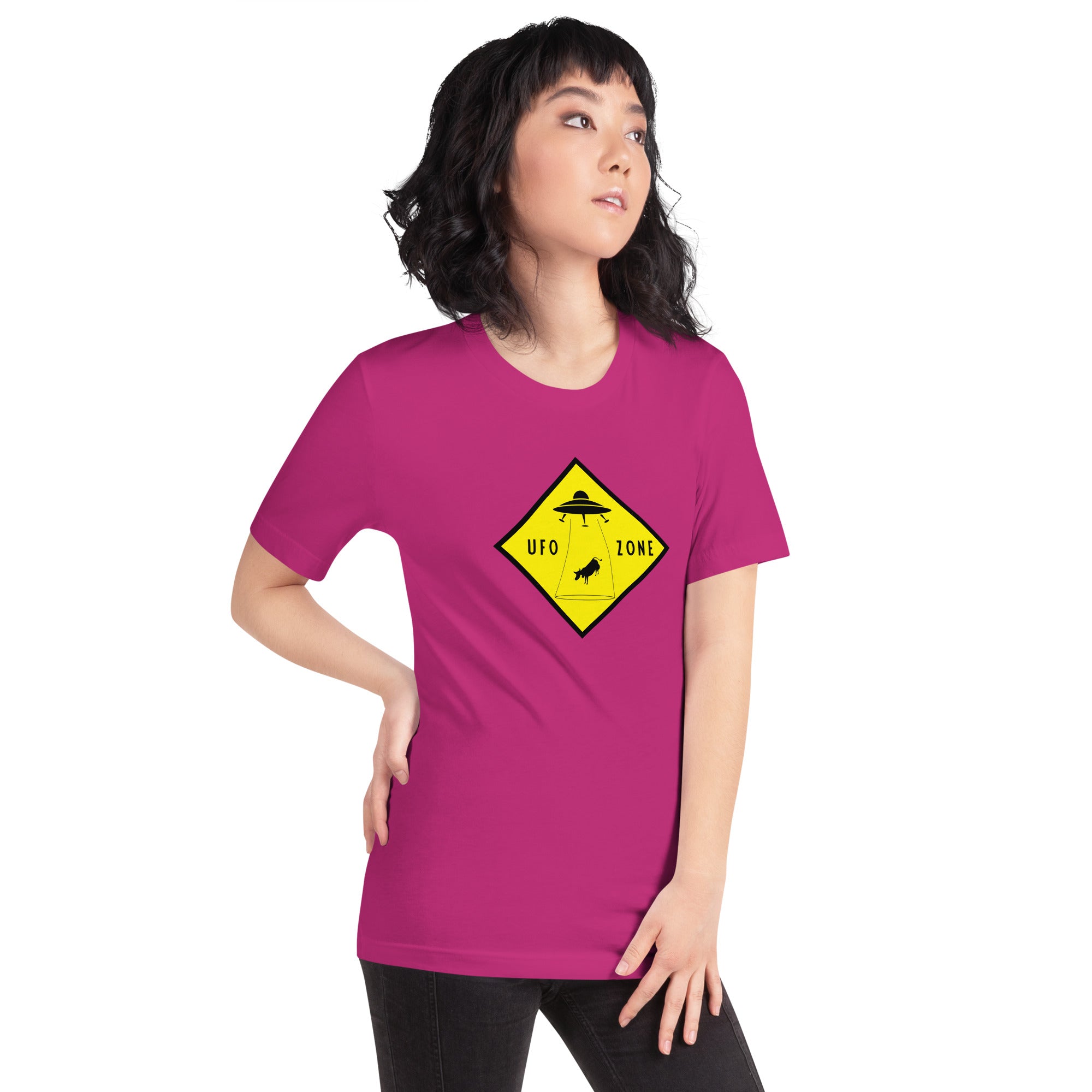 T-shirt en coton unisexe UFO Zone sur couleurs vives