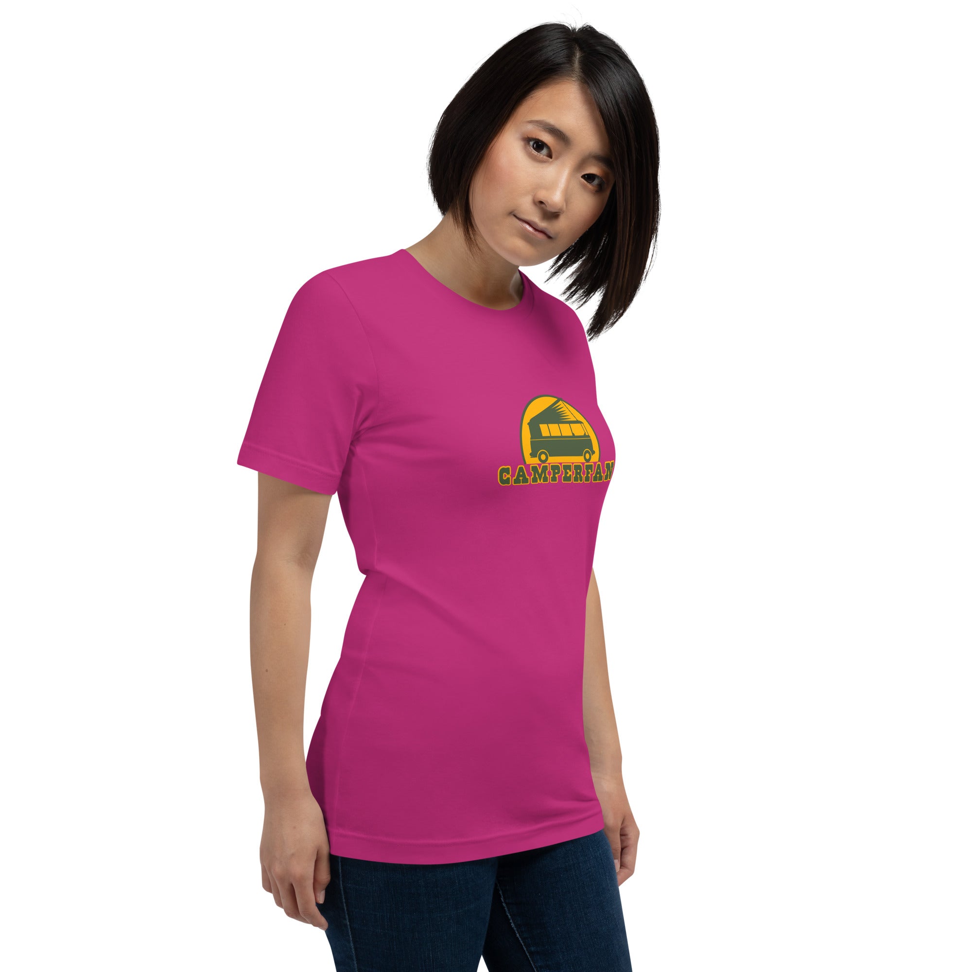 Unisex cotton t-shirt Camperfan on bright colors