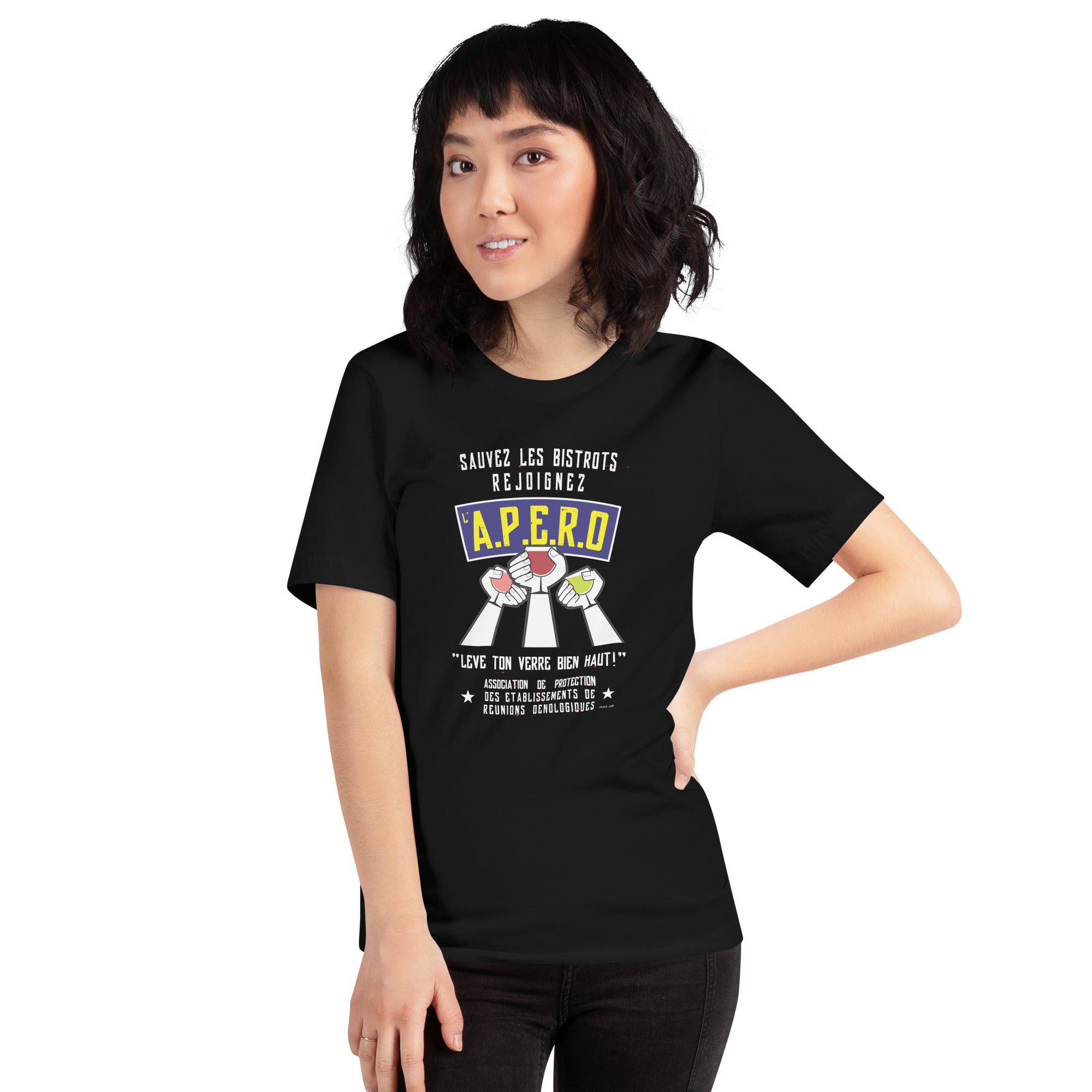 Unisex t-shirt Sauvez les Bistrots, rejoignez l'Apéro on dark colors