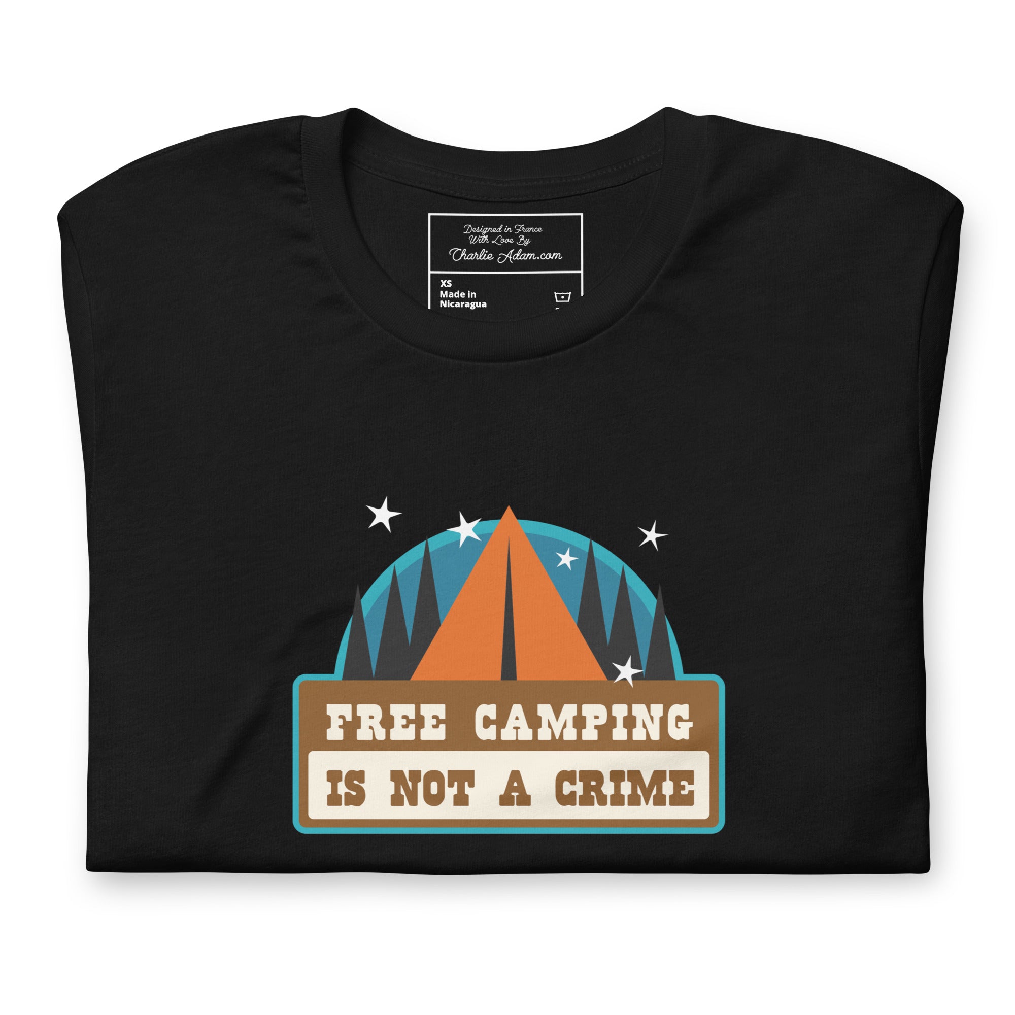 T-shirt en coton unisexe Free camping is not a crime sur couleurs foncées