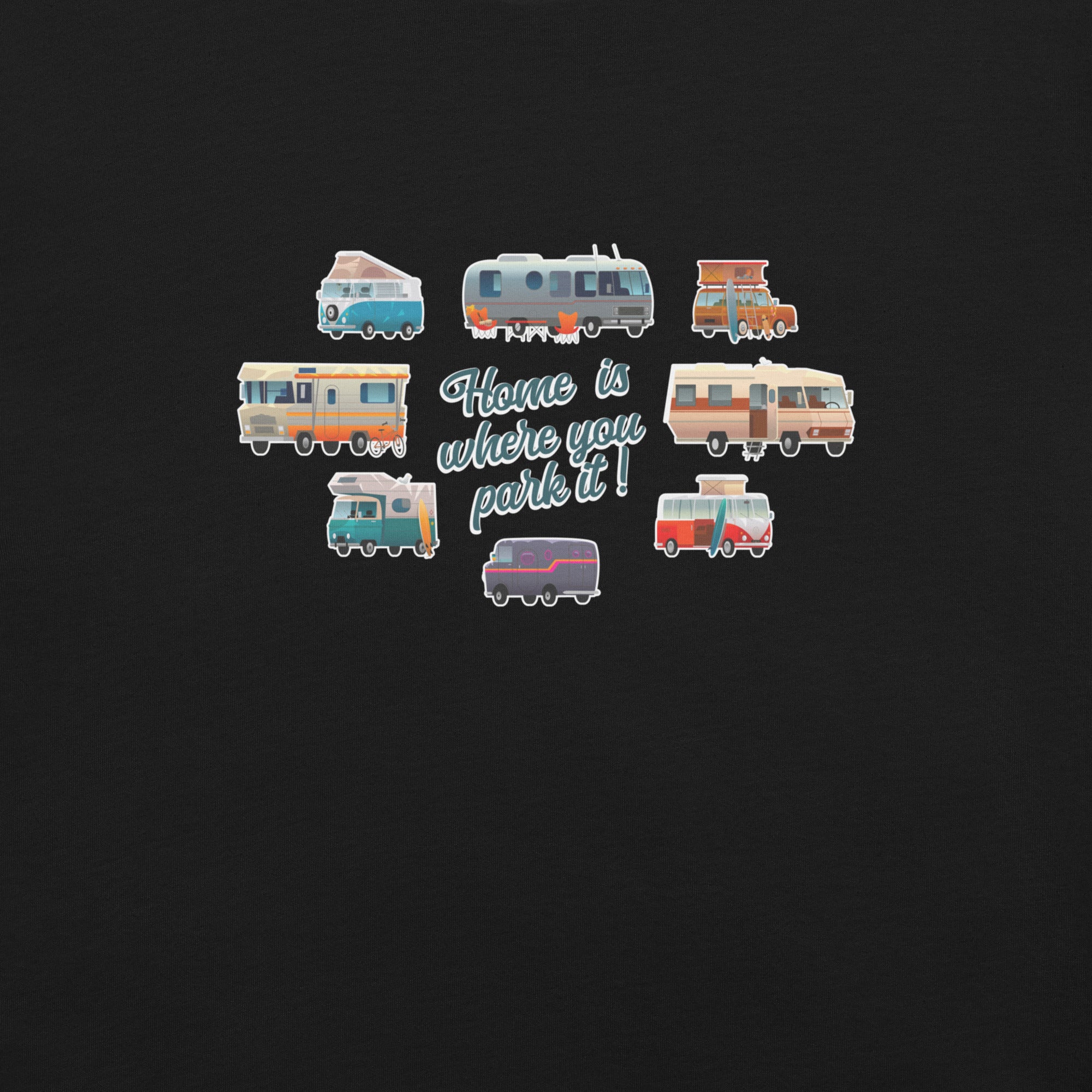 T-shirt en coton unisexe Square Vintage Campers sur couleurs foncées