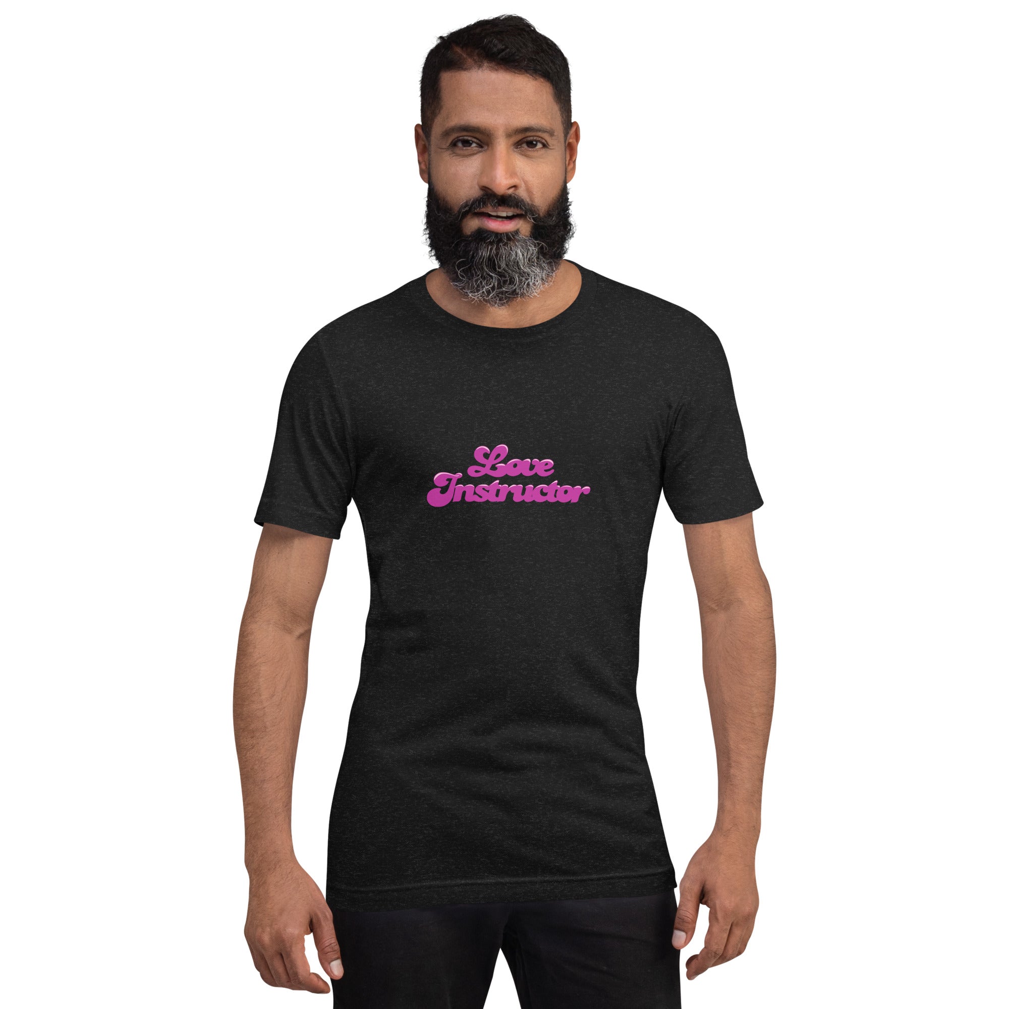 T-shirt en coton unisexe Love instructor sur fonds chinés foncés