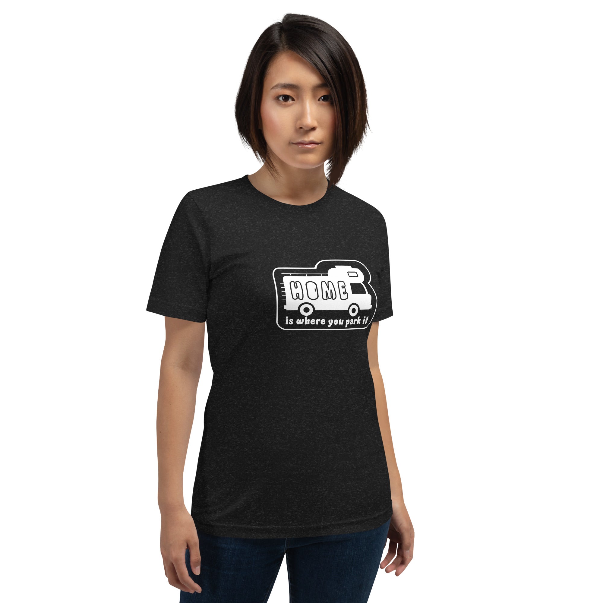 T-shirt en coton unisexe Bold Camper Van sur couleurs chinées foncées