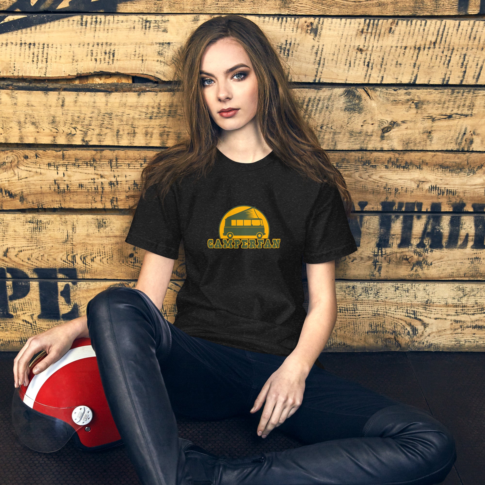 Unisex t-shirt Camperfan on dark heather colors