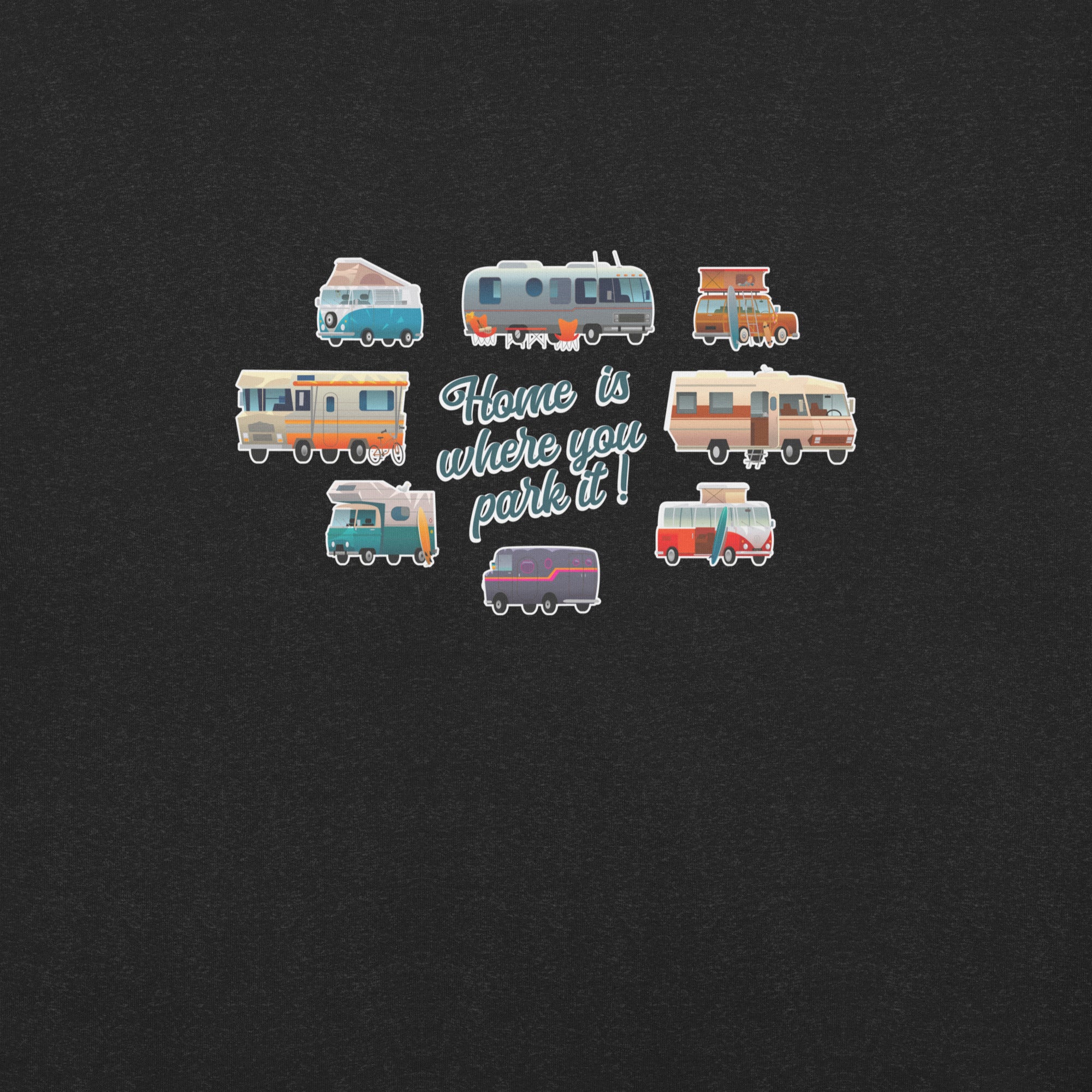 T-shirt en coton unisexe Square Vintage Campers sur couleurs chinées foncées