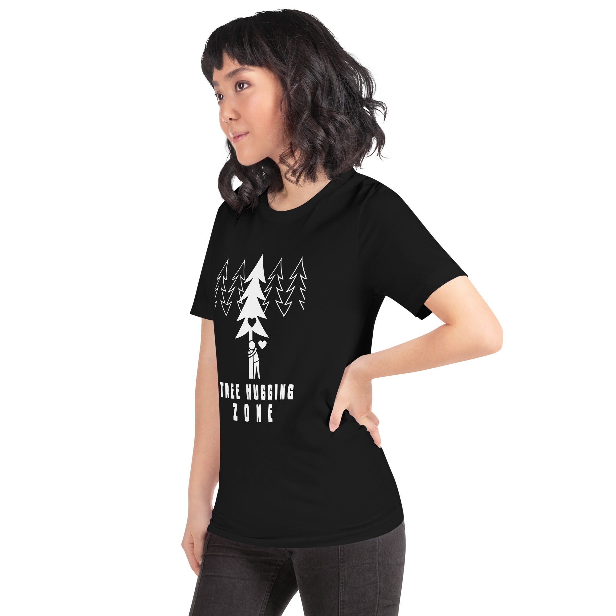 T-shirt en coton unisexe Tree hugging zone sur couleurs foncées