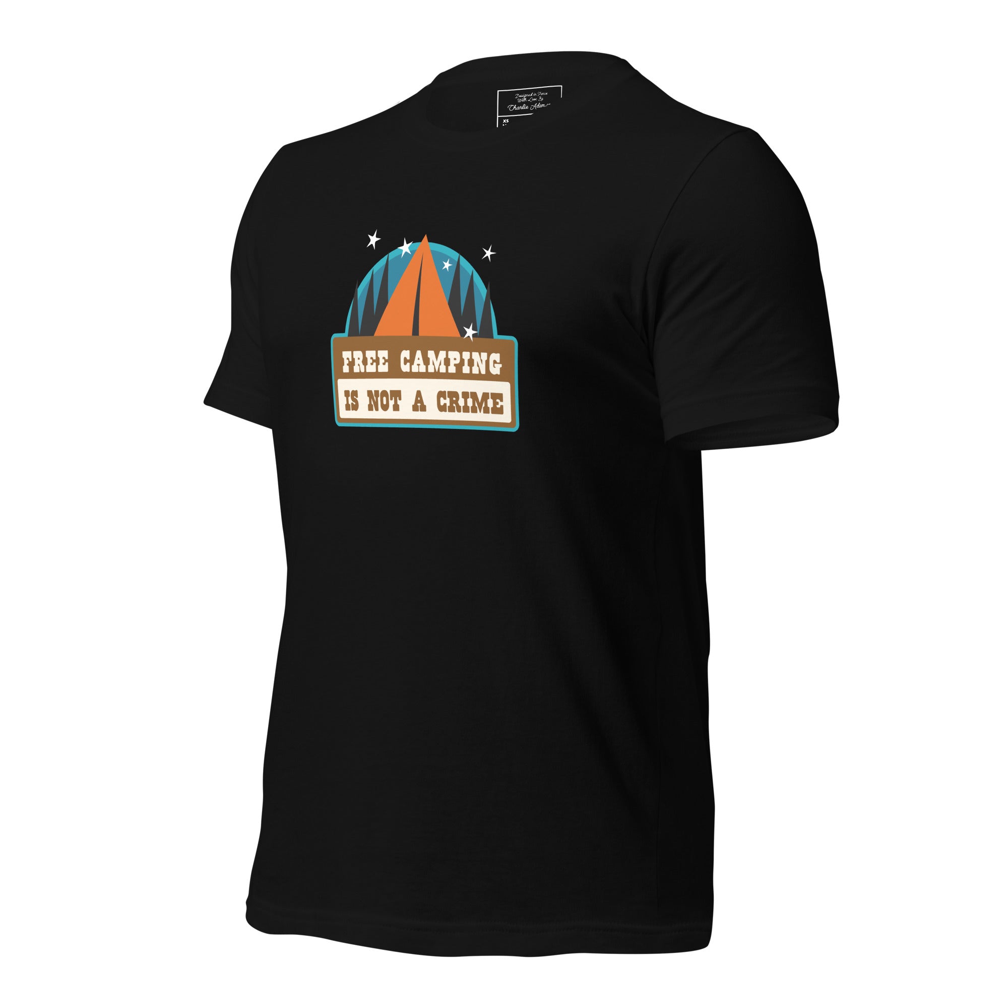 Unisex cotton t-shirt Free Camping is not a Crime on dark colors