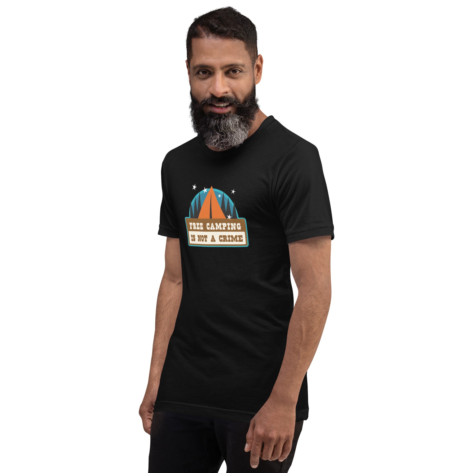 Unisex cotton t-shirt Free Camping is not a Crime on dark colors