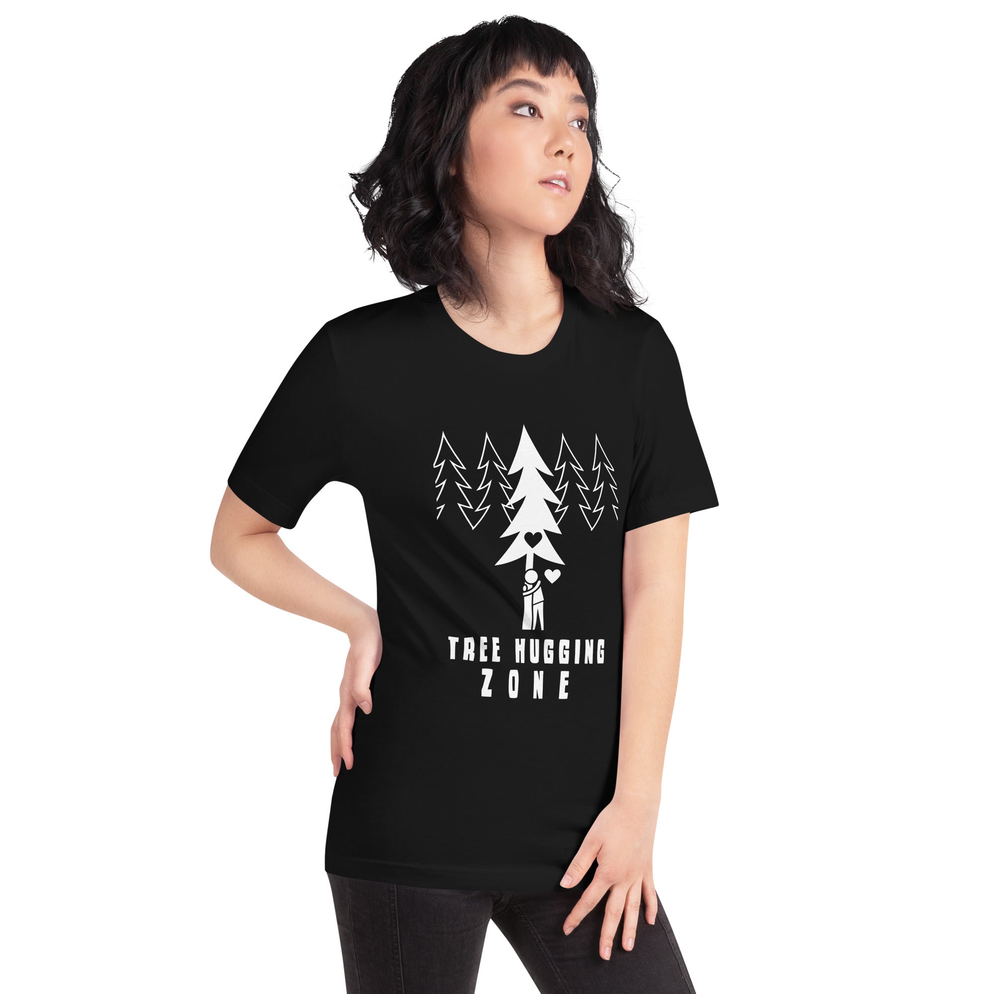 T-shirt en coton unisexe Tree hugging zone sur couleurs foncées