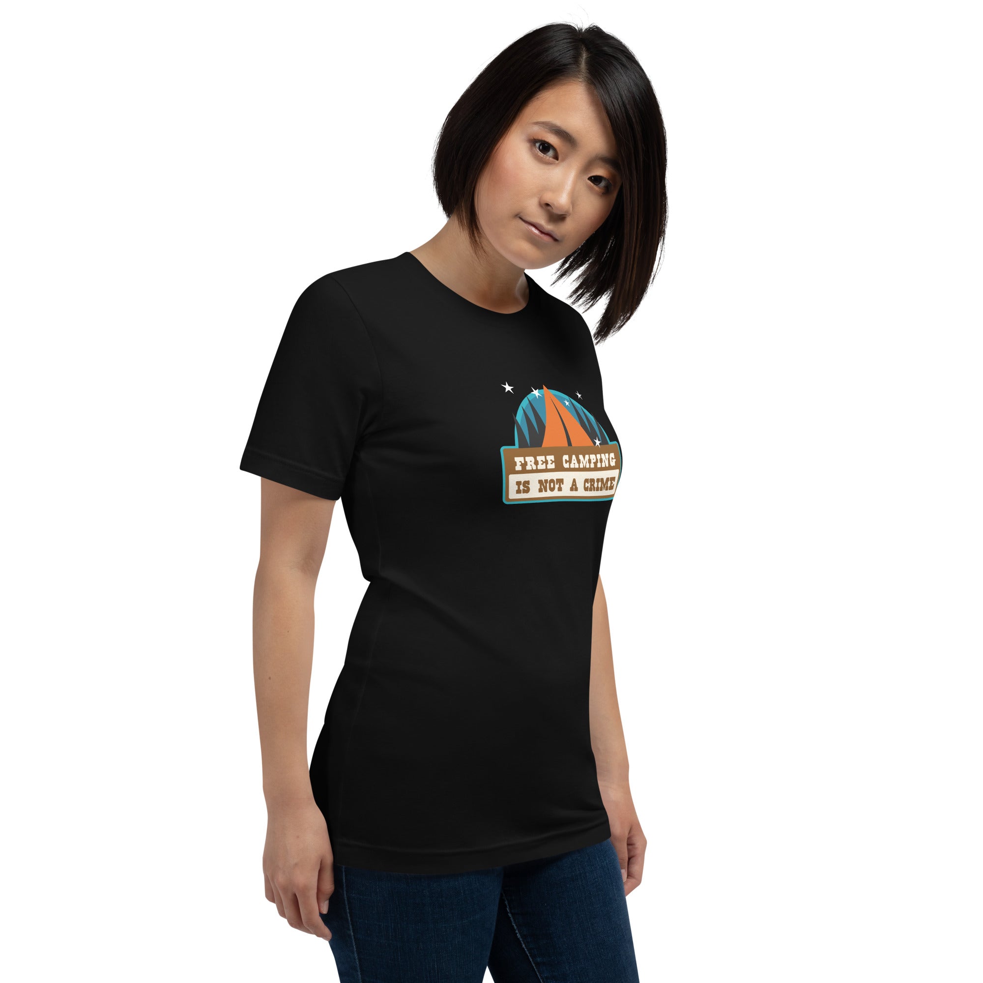 Unisex cotton t-shirt Free Camping is not a Crime on dark colors