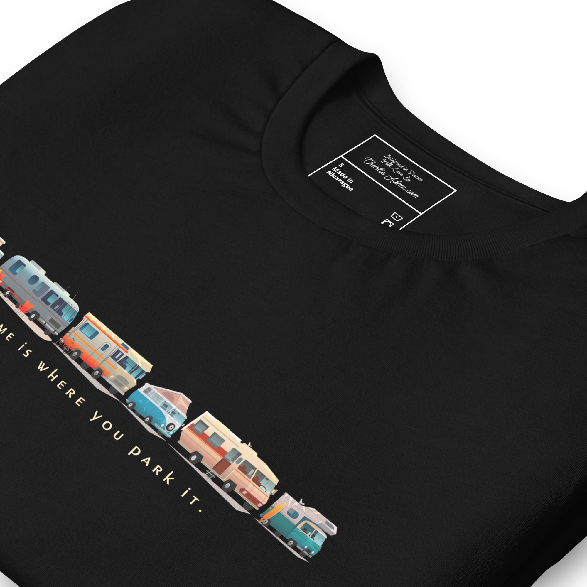 T-shirt en coton unisexe Vintage Campers: Home is where you park it sur couleurs foncées