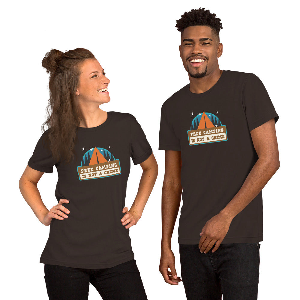 Unisex cotton t-shirt Free Camping is not a Crime on dark colors