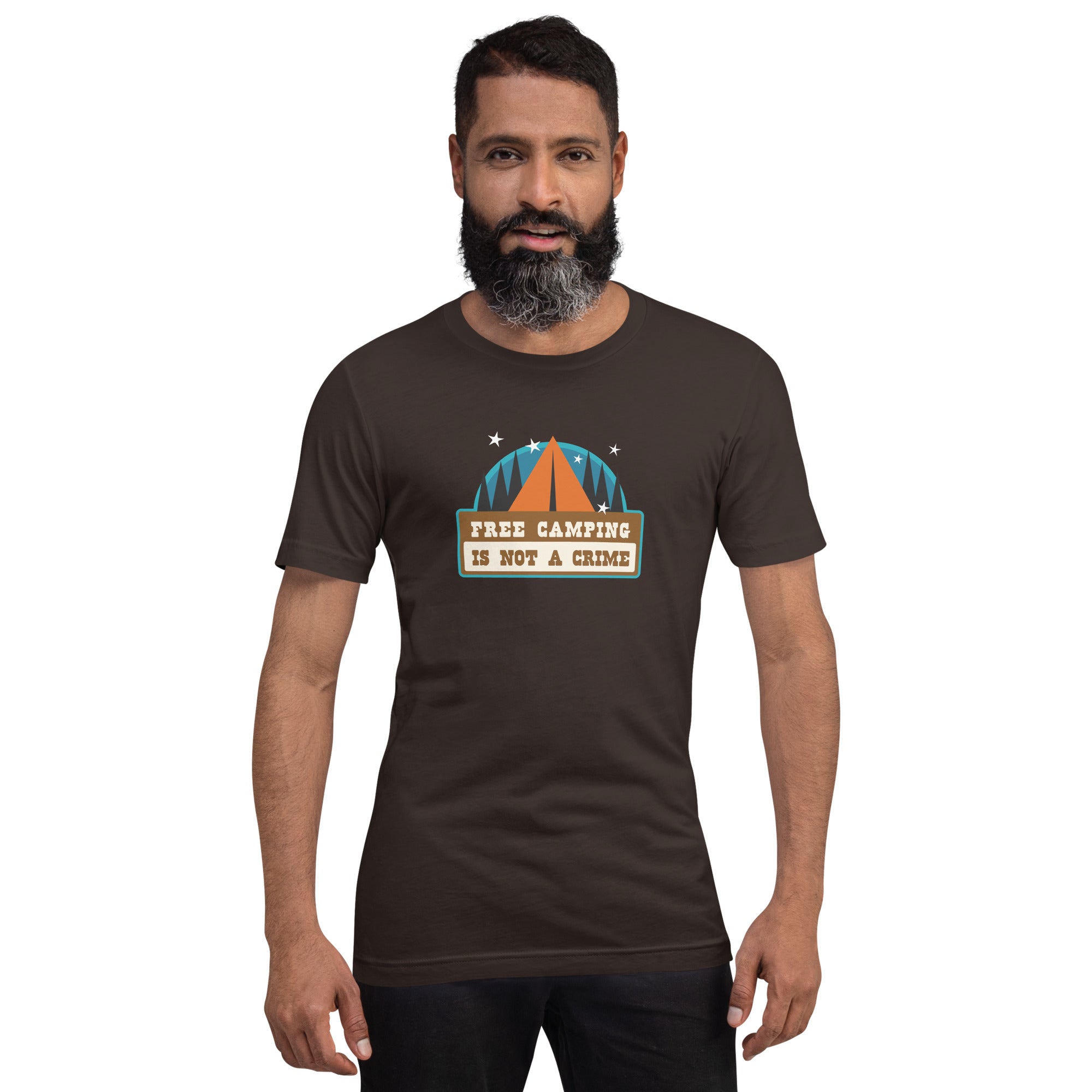 Unisex cotton t-shirt Free Camping is not a Crime on dark colors