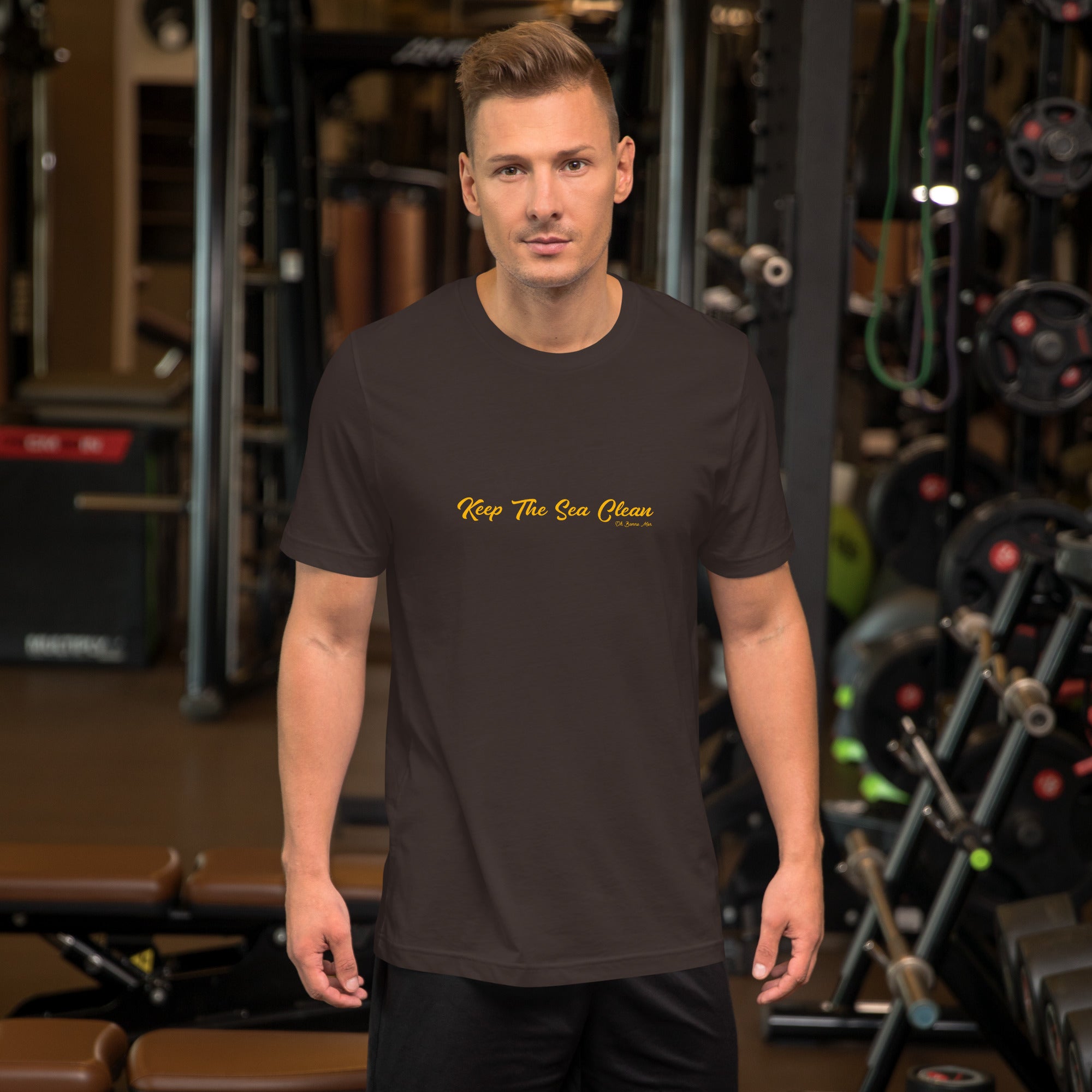 Unisex cotton t-shirt Keep The Sea Clean Gold on dark colors