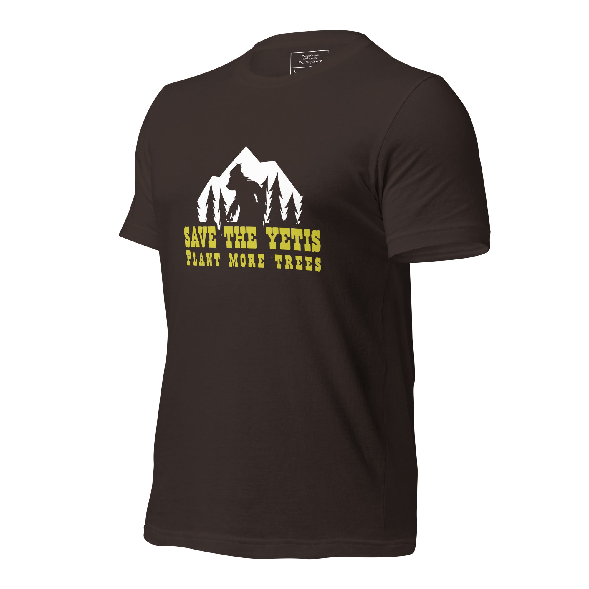 Unisex cotton t-shirt Save the Yetis Plant more Trees on dark colors (front & back)