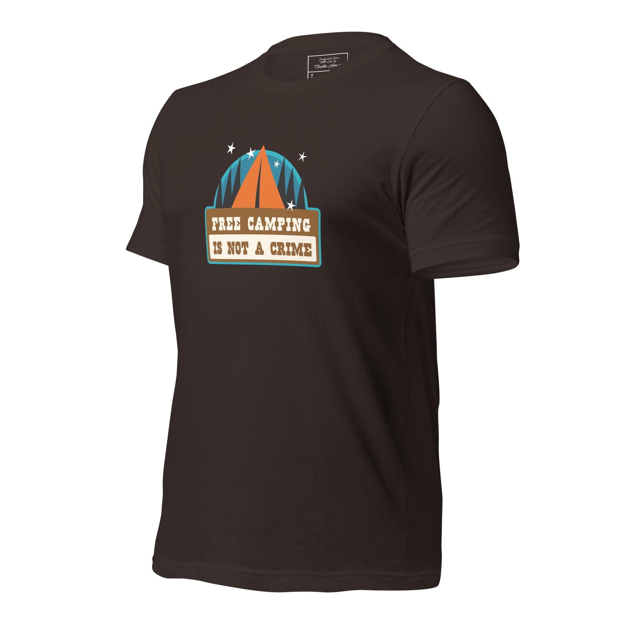 Unisex cotton t-shirt Free Camping is not a Crime on dark colors