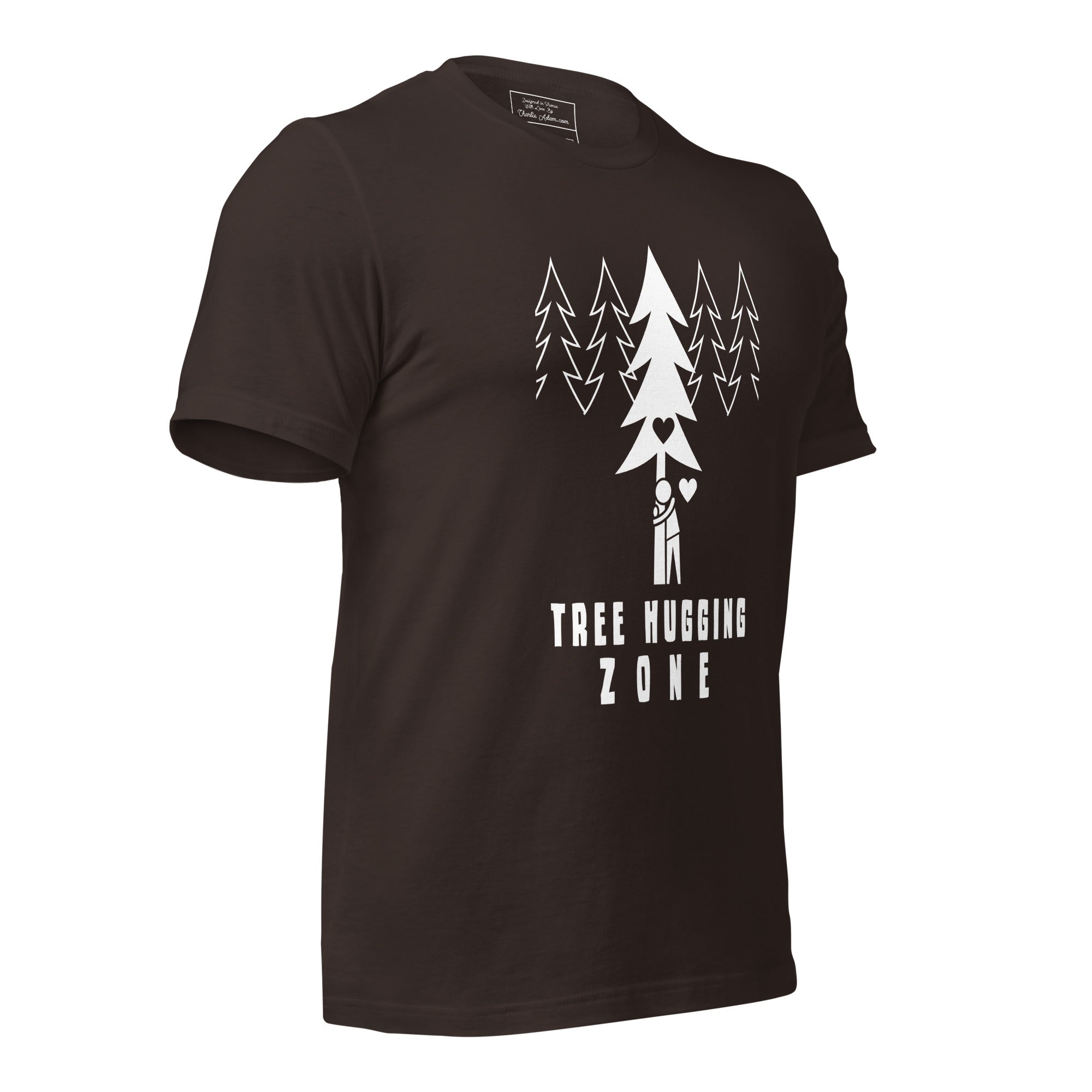 T-shirt en coton unisexe Tree hugging zone sur couleurs foncées