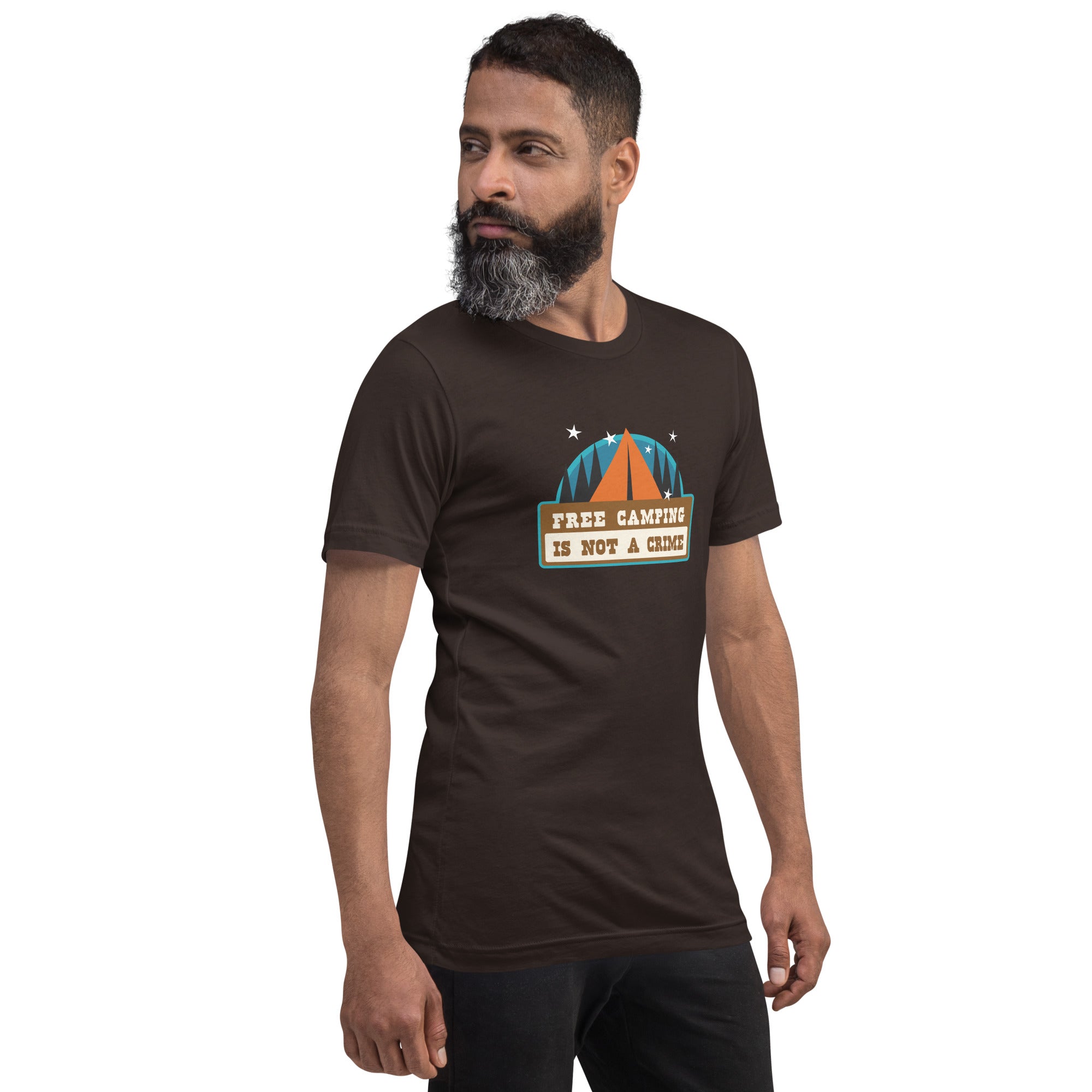 Unisex cotton t-shirt Free Camping is not a Crime on dark colors