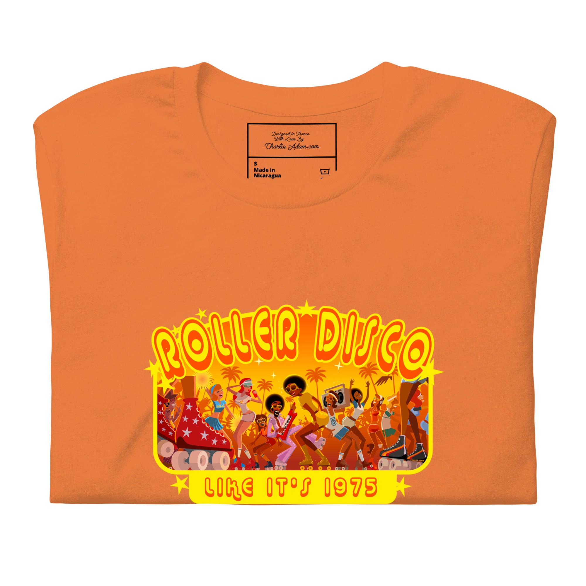 Unisex t-shirt Roller Disco 1975 on bright colors