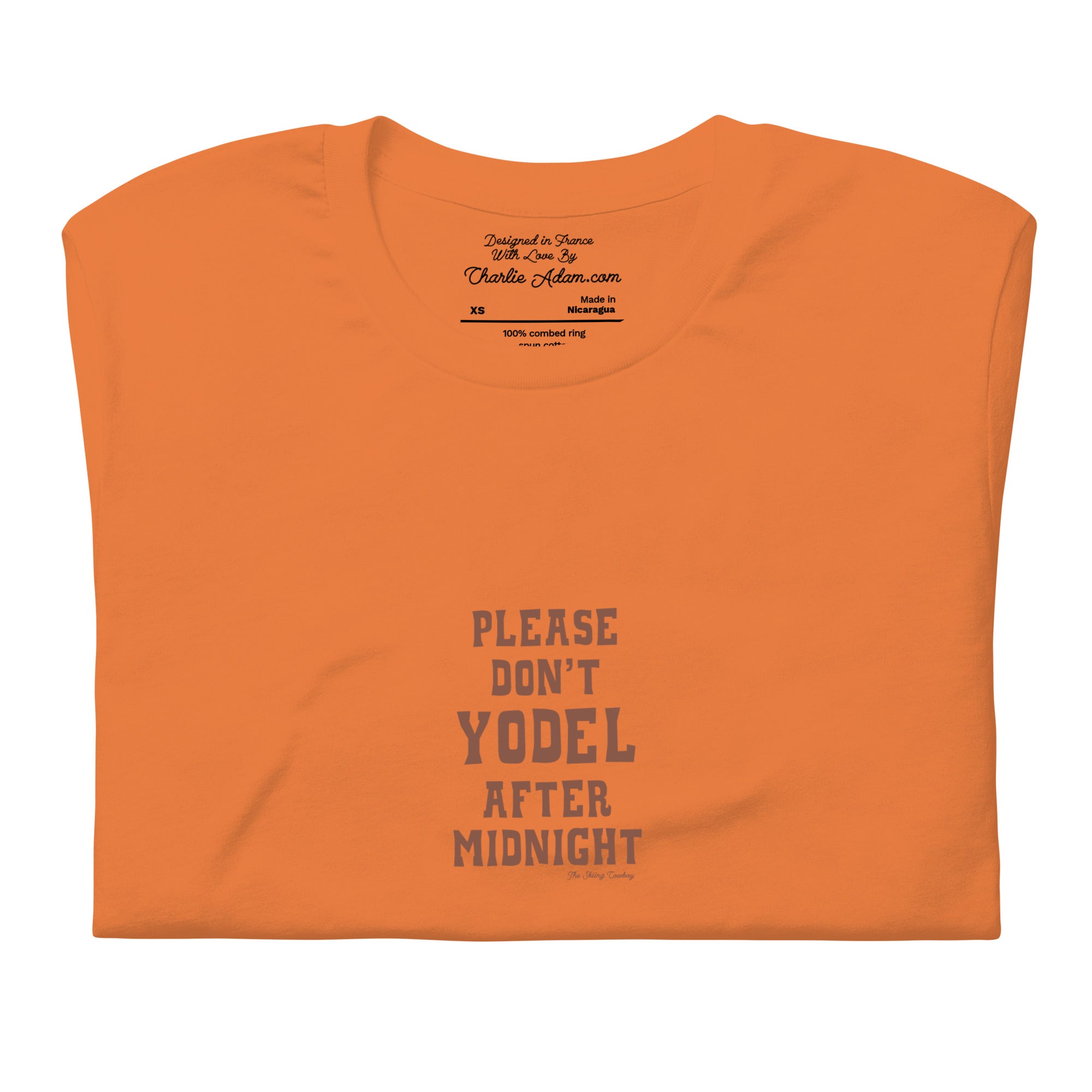 T-shirt en coton unisexe Don't Yodel After Midnight texte foncé sur couleurs vives