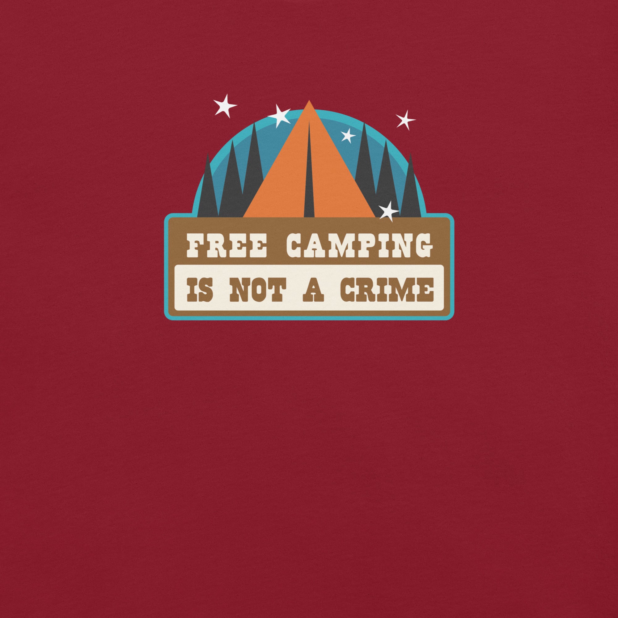 Unisex cotton t-shirt Free Camping is not a Crime on dark colors