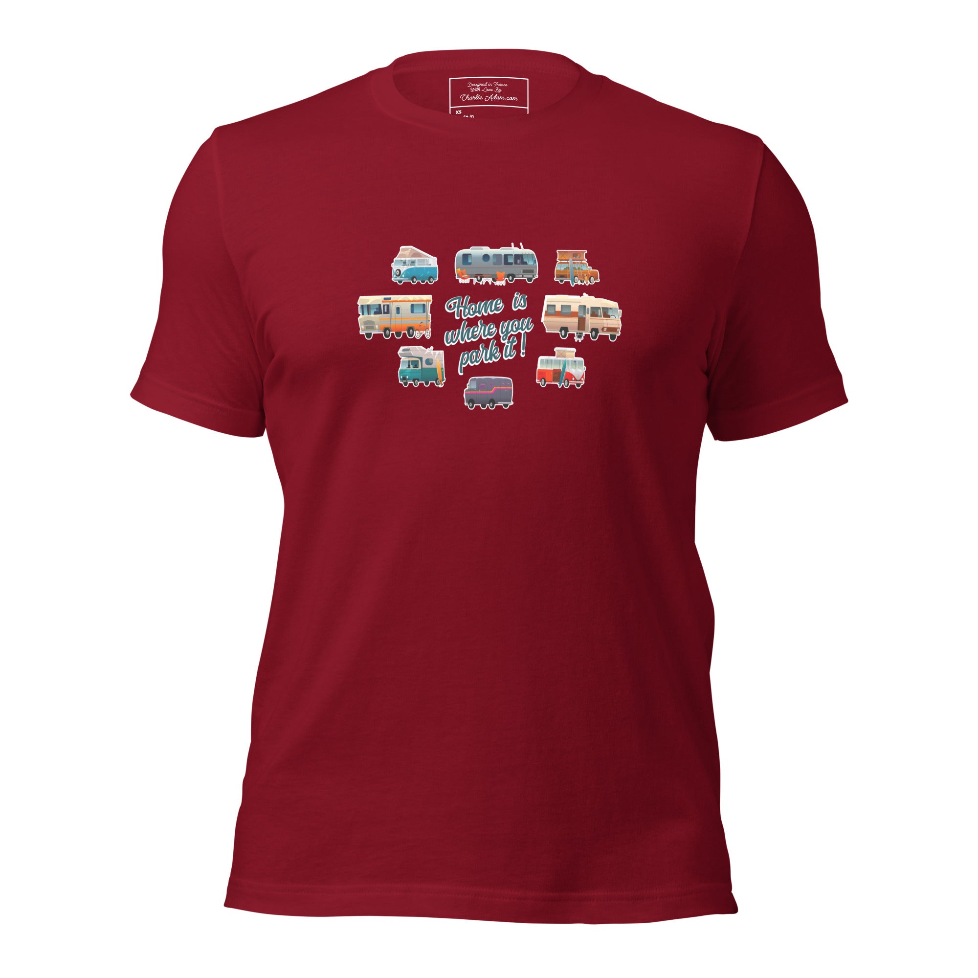 T-shirt en coton unisexe Square Vintage Campers sur couleurs foncées